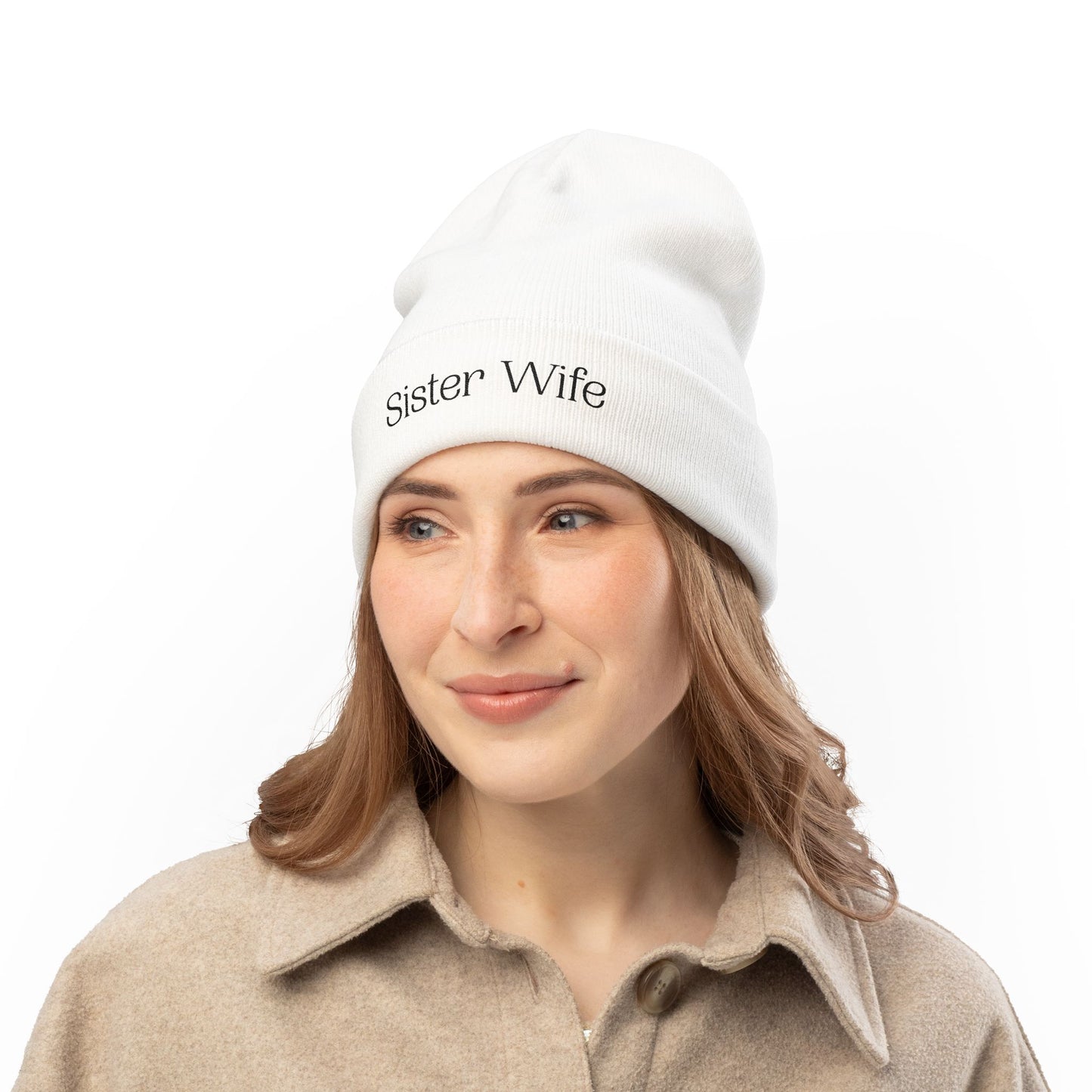 Sister Wife Beanie | Embroidered Knit Hat | Polyamory Lifestyle Apparel | Ethical Non-Monogamy Winter Hat | Cozy Minimalist Beanie