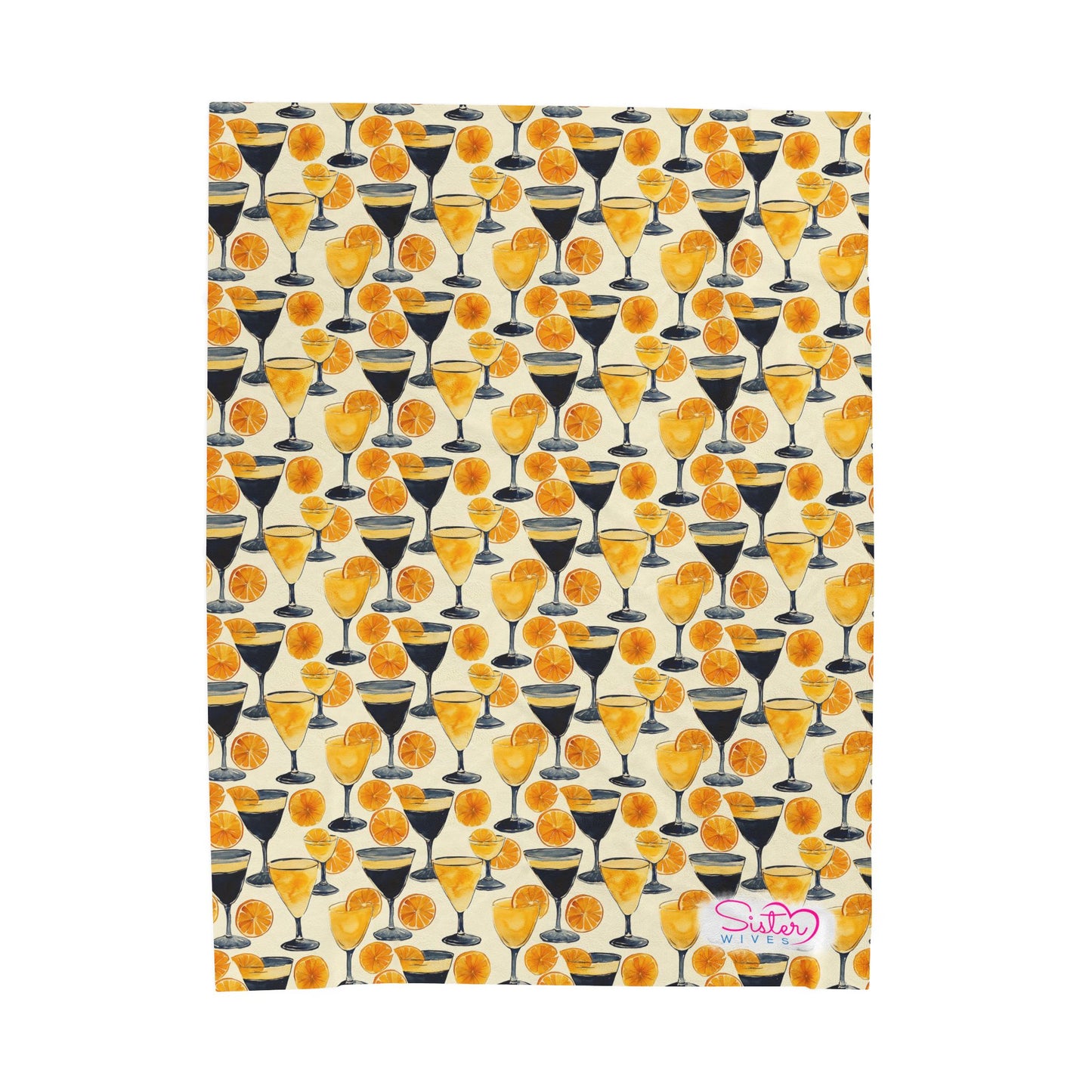 Lemon Cocktail Throw Blanket | Citrus Cocktail Cozy Blanket | Retro Kitchen & Bar Decor | Polyamory & ENM Friendly Home Decor | Swinger Lifestyle Cozy Blanket | Minimalist Blush Stripe Throw