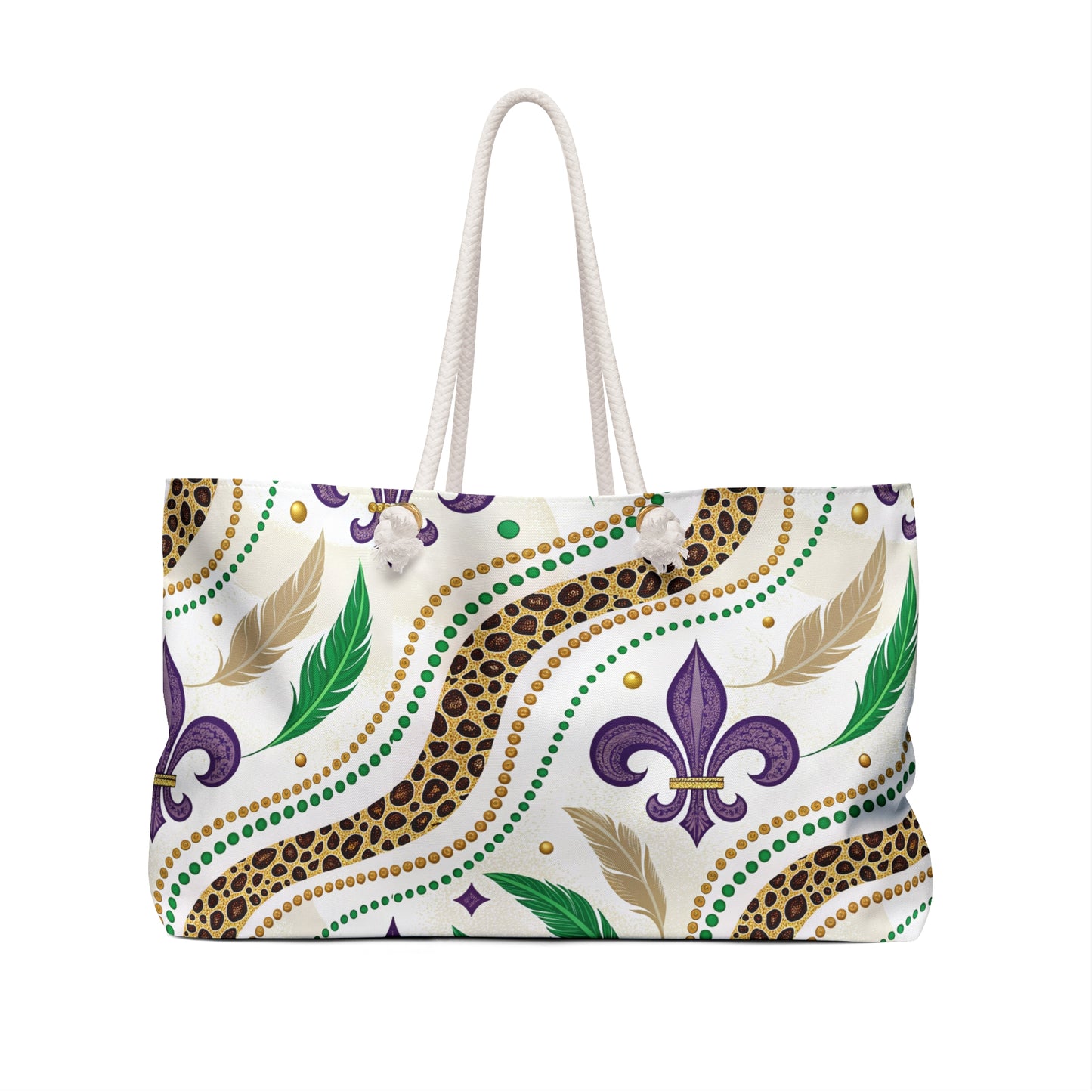 Mardi Gras Cheetah Print Weekender Bag | Polyamory ENM Friendly Travel Tote | Matching Couple & Throuple Overnight Bag | Festival & Cruise Carryall