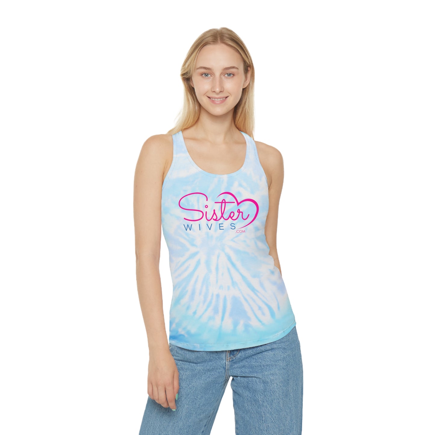 Sister Wives Logo Tie-Dye Tank Top, Summer Casual Wear, Graphic Tee for Bachelorette, Birthday Gift, Festival Style Top, Sister Wife Tank Top