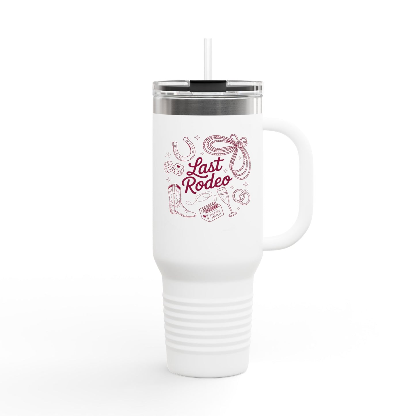 Last Rodeo 40oz Insulated Travel Mug – Western Bachelorette Lucky Cowgirl Tumbler with Straw | Stainless Steel BPA-Free Cup
