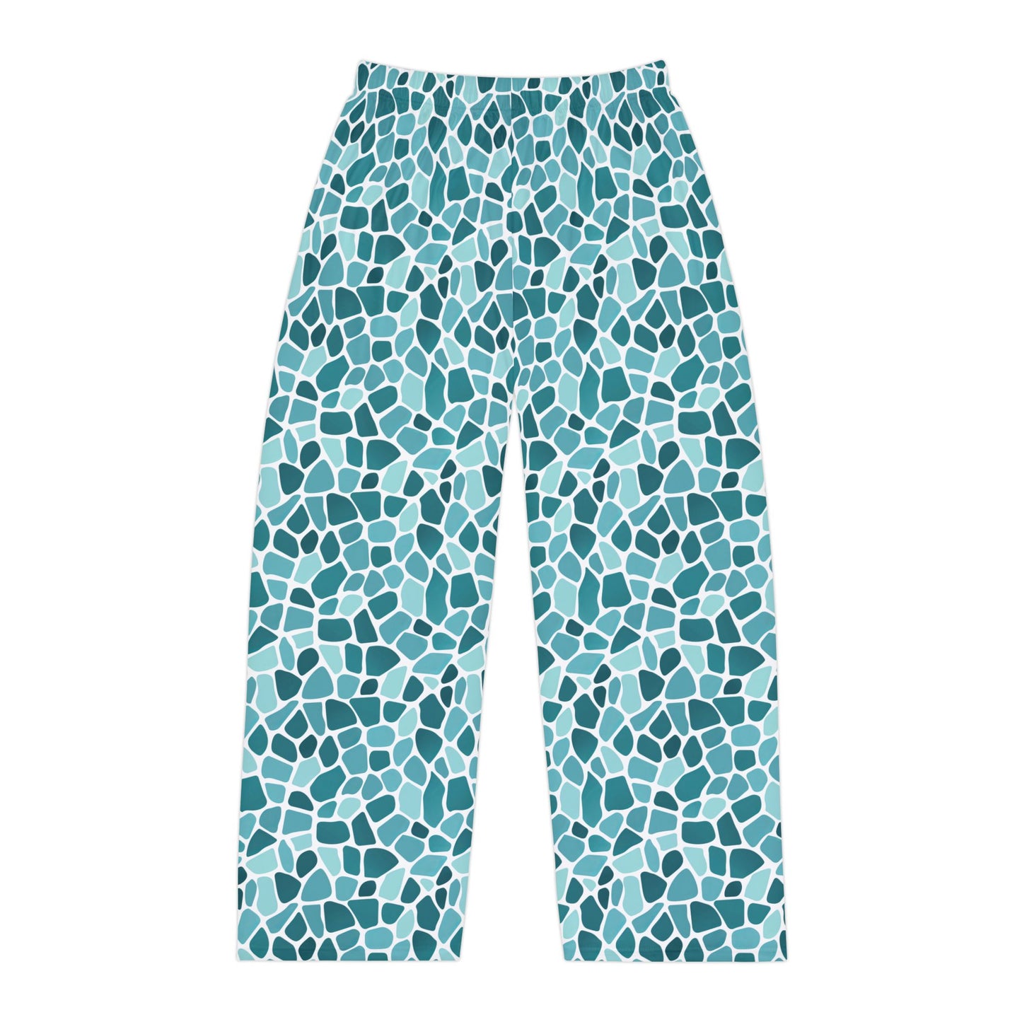 Men's Blue Mosaic Print Pajama Pants Men’s Boho Abstract Pajama Pants | Teal & Blue Modern Lounge Pants | Polyamory & ENM Friendly Sleepwear | Soft Cozy Gift