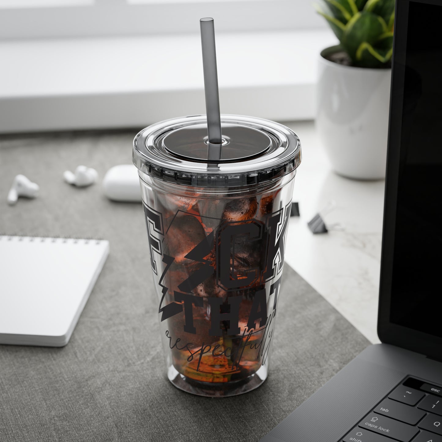 Fuck That, Respectfully” 16oz Sunsplash Tumbler | Funny Sarcastic Humor Cup | Sassy Attitude Drinkware | Bold Statement Travel Tumbler | Snarky Gift