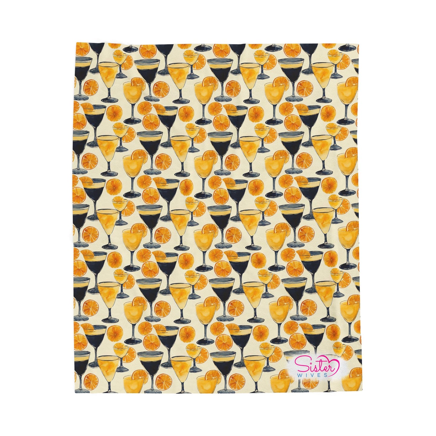 Lemon Cocktail Throw Blanket | Citrus Cocktail Cozy Blanket | Retro Kitchen & Bar Decor | Polyamory & ENM Friendly Home Decor | Swinger Lifestyle Cozy Blanket | Minimalist Blush Stripe Throw