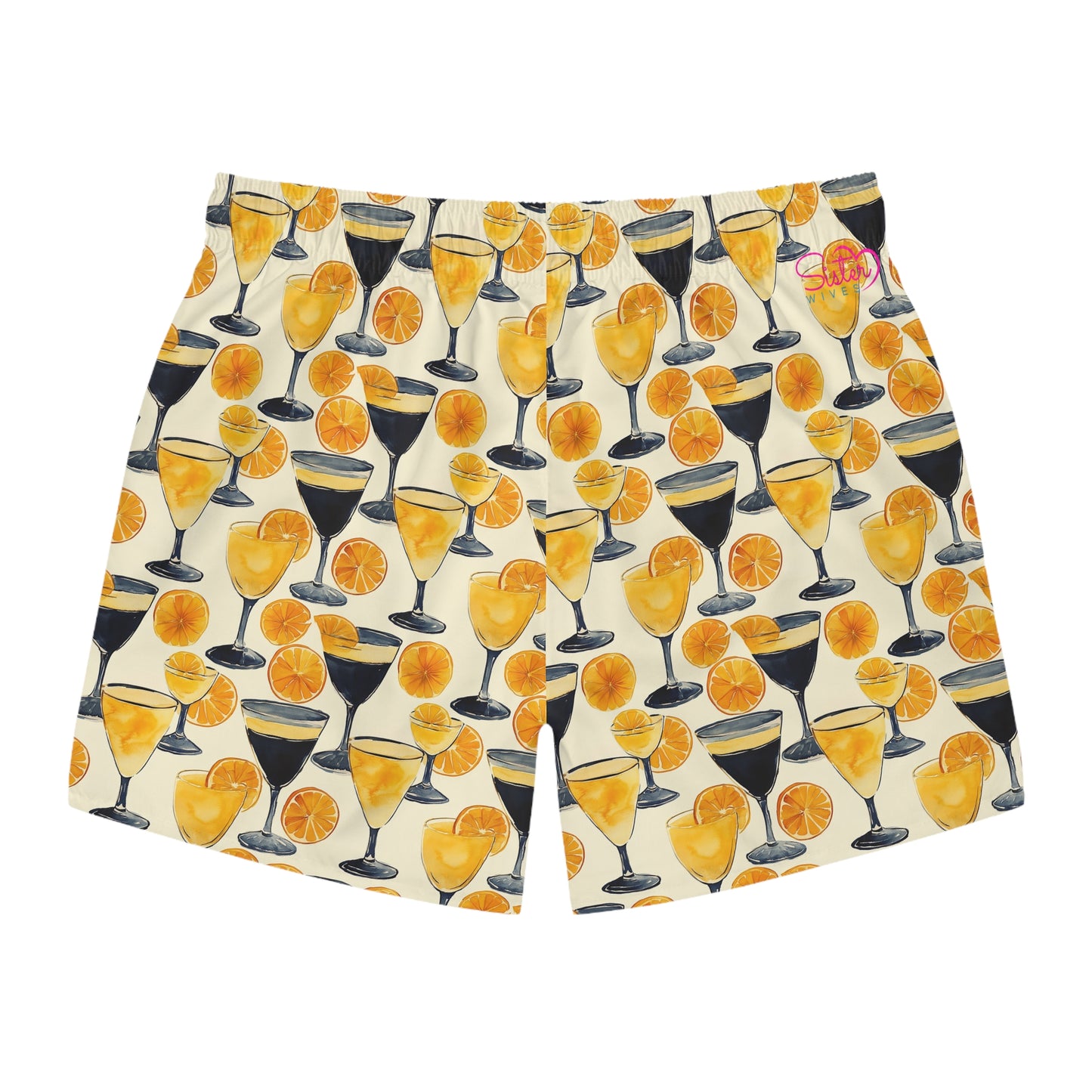 Men’s Cocktail Swim Trunks – Citrus Martini Resort Boardshorts | Polyamory ENM Lifestyle Poolwear | Fast-Dry Summer Swim Shorts