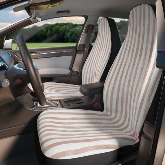 Mauve Pink Stripe Car Seat Covers – Minimalist Boho Auto Decor | Polyamory & ENM Friendly