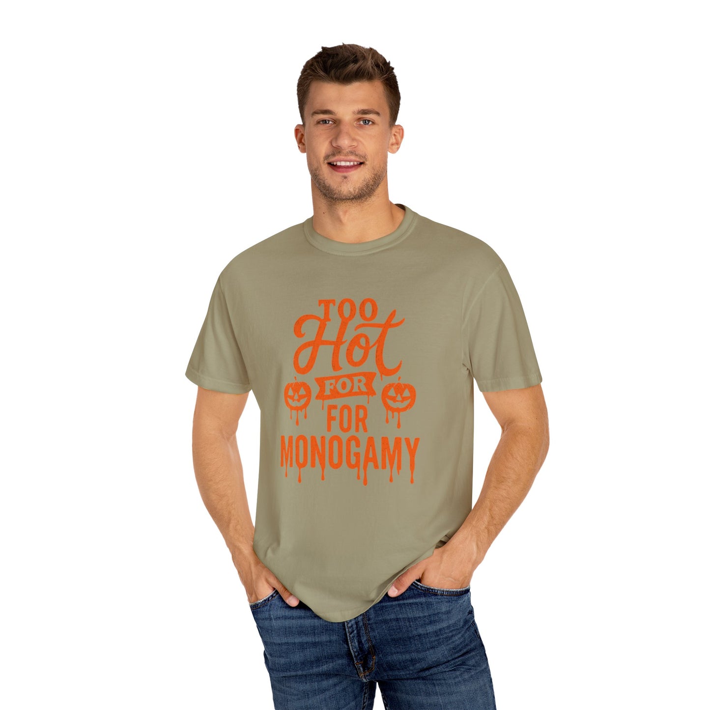 Halloween Humor Unisex T-shirt, Too Hot for Monogamy