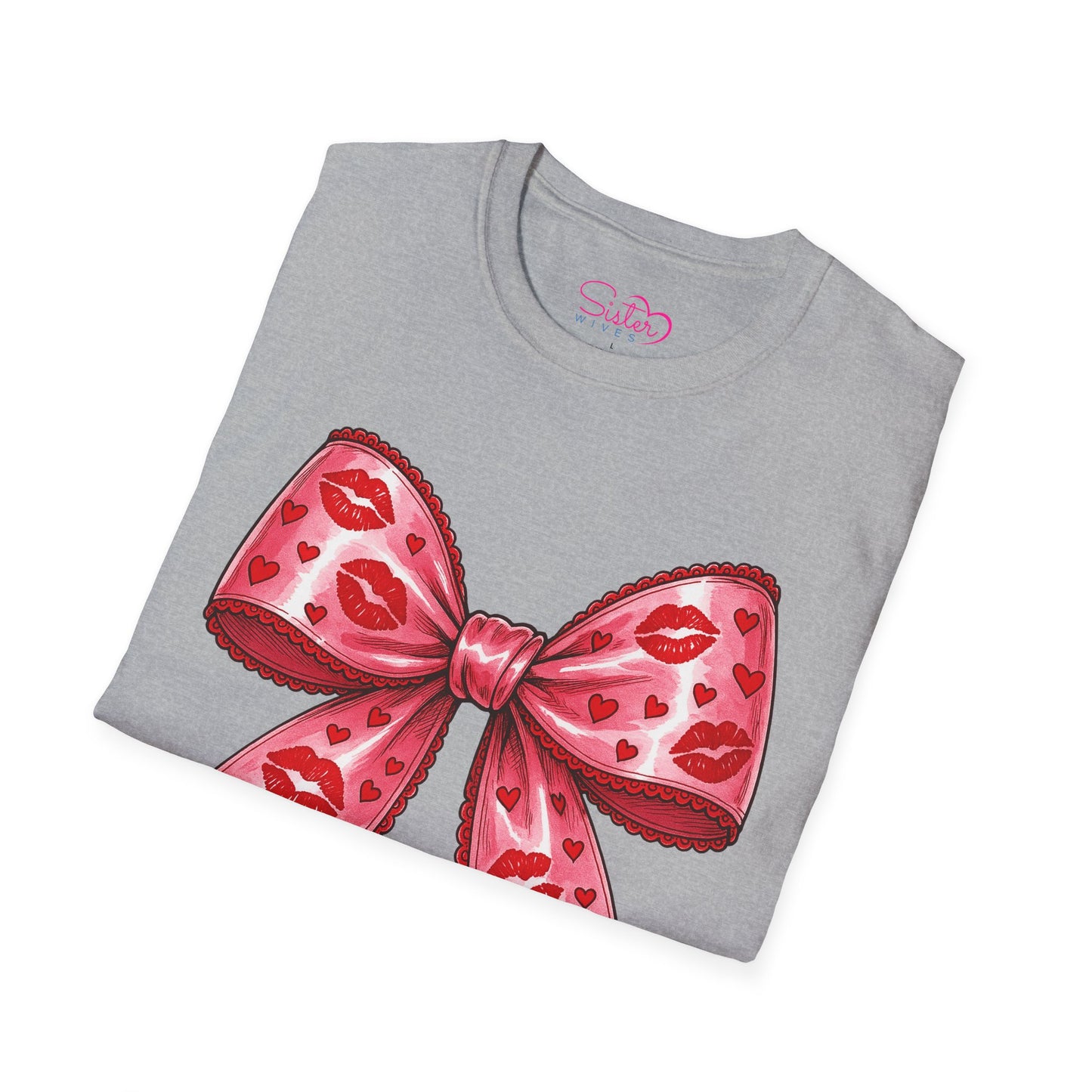 Red Coquette Bow Shirt – Flirty Valentine Bow T-Shirt, Polyamory ENM Non-Monogamy Symbol Tee, Unisex Gildan 64000