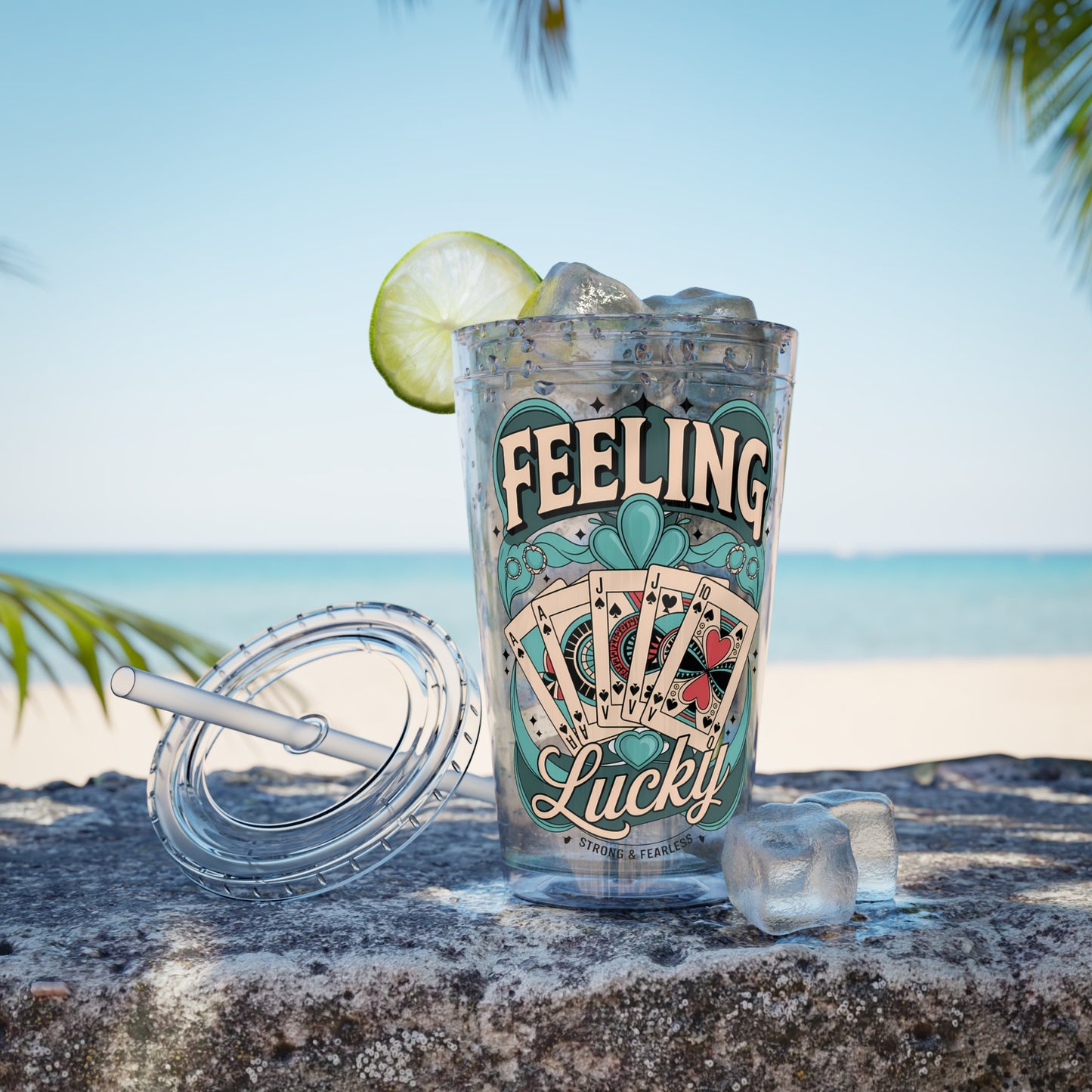 Feeling Lucky? Swinger Lifestyle 16oz Sunsplash Tumbler | Polyamory Pride Cup | ENM Drinkware | Ethical Non-Monogamy Gift | Open Relationship Aesthetic | Lifestyle Party Travel Cup