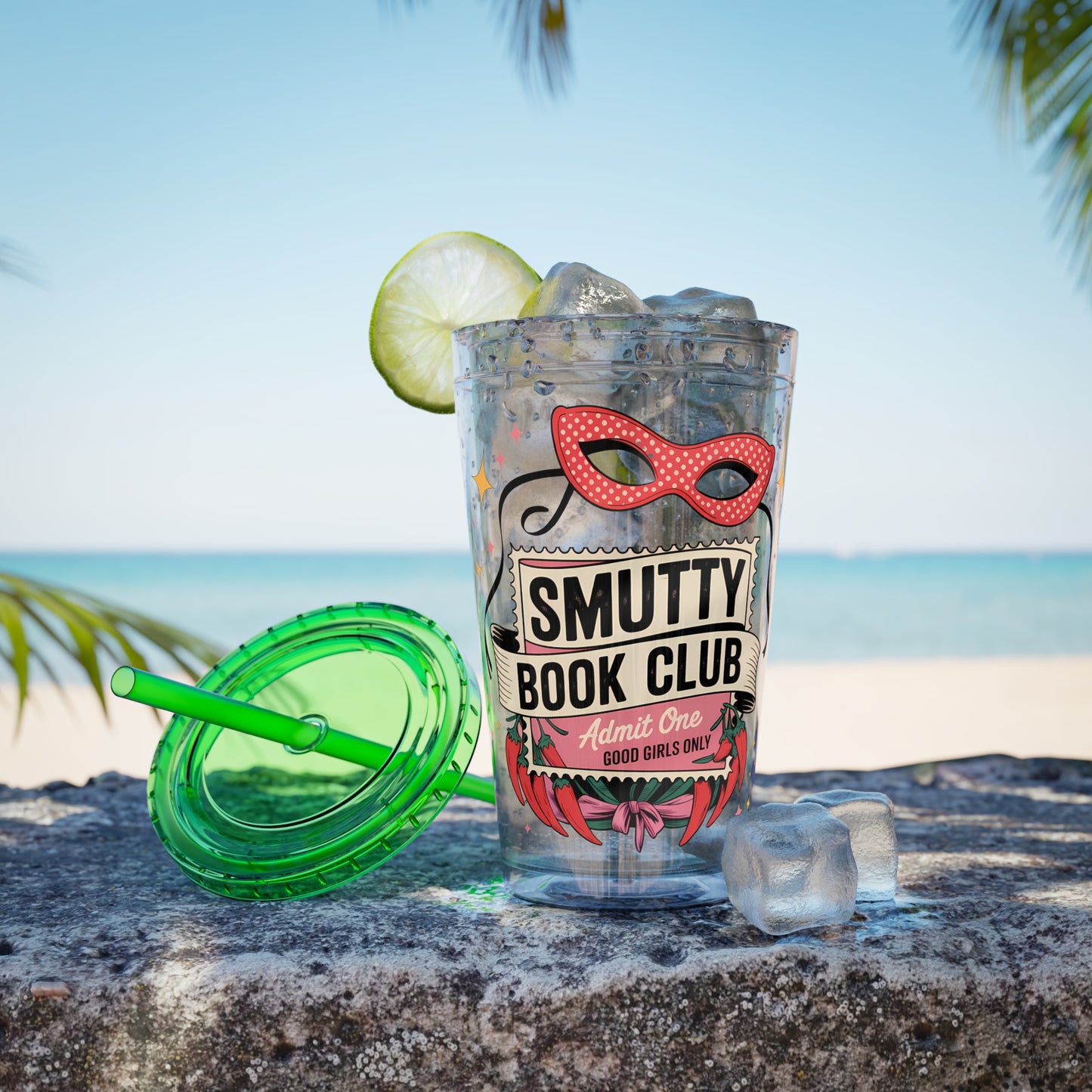 Admit One: Smutty Book Club – 16oz Sunsplash Tumbler | Polyamory Pride Cup | ENM Lifestyle Drinkware | Swinger Aesthetic Travel Cup | Spicy Romance Reader Gift | Poly, Open Relationship,...