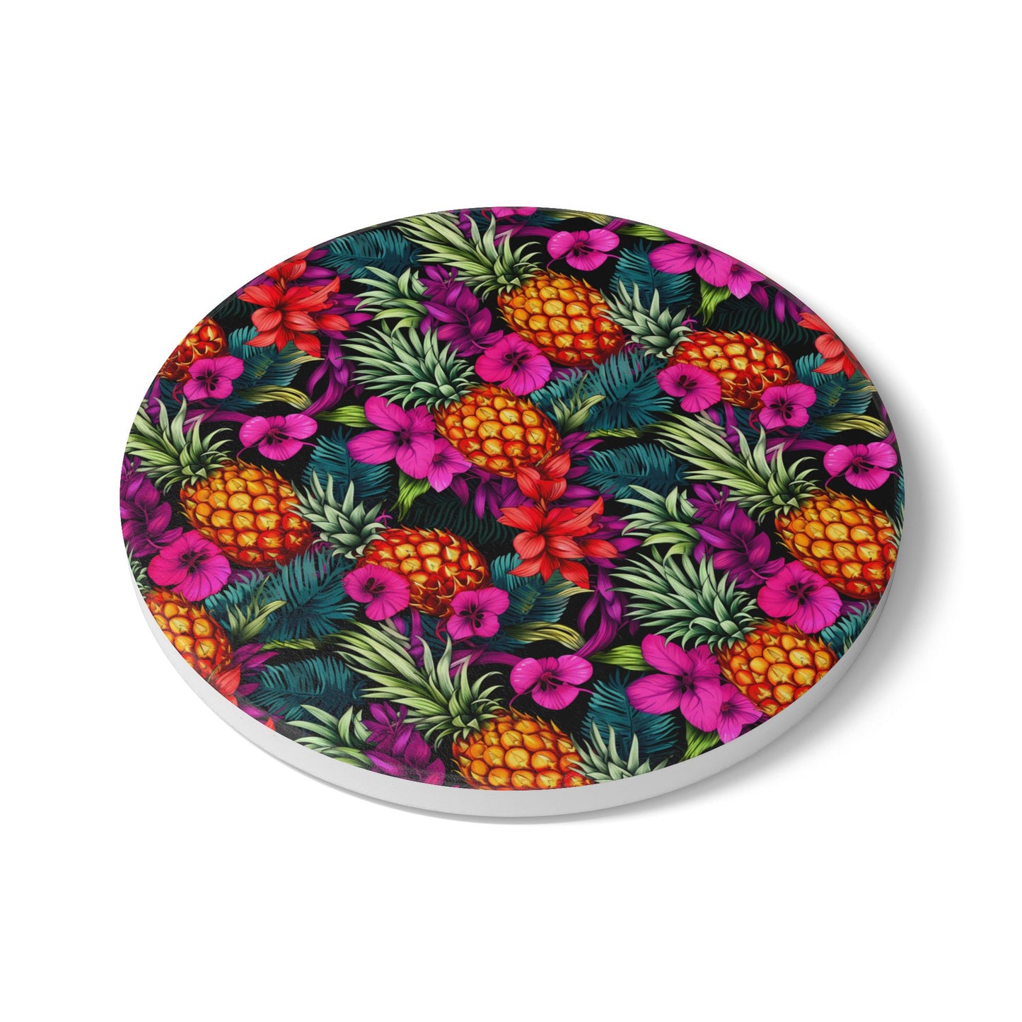 Upside-down Pink Funky Pineapple Coaster Set - Fun Summer Drink Coaster, Home Bar Decor, Tropical Party Supplies, Gift for Beach Lovers, Kitchen Accessory