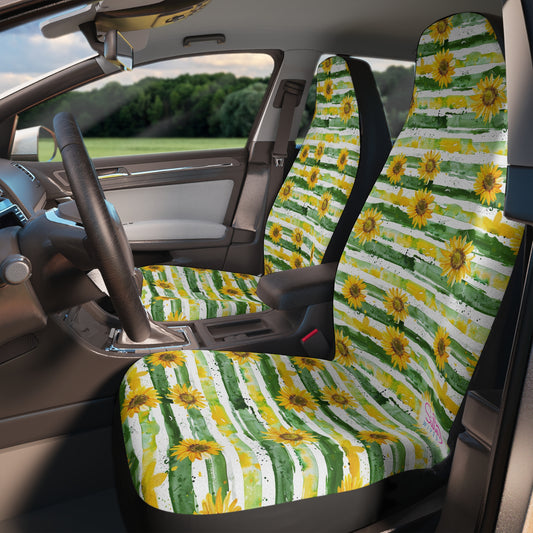 Sunflower Car Seat Covers – Floral Sunflower Auto Seat Covers, Cottagecore Car Interior Decor, Farmhouse Floral Vehicle Accessories