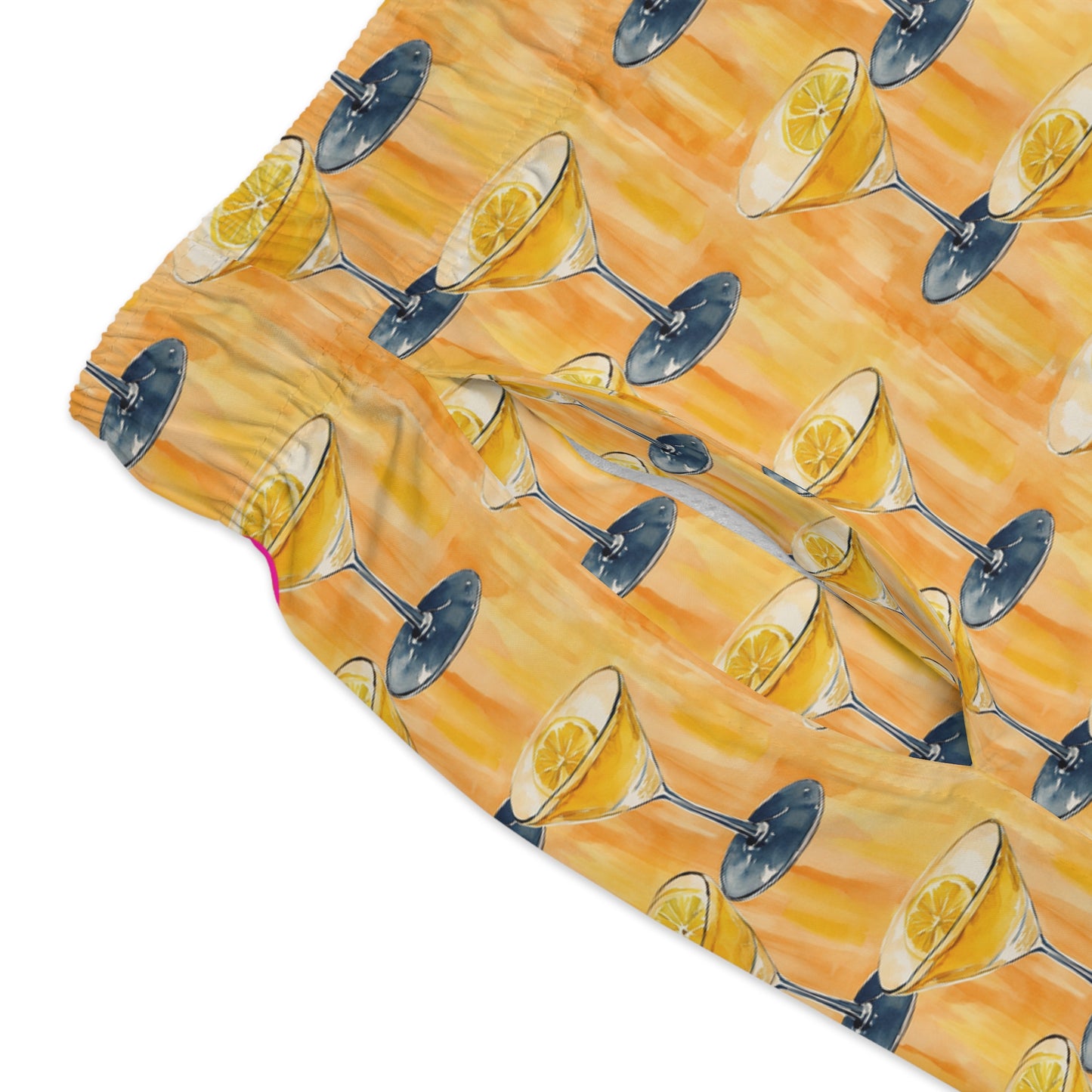 Orange Men’s Cocktail Swim Trunks – Citrus Martini Resort Boardshorts | Polyamory ENM Lifestyle Poolwear | Fast-Dry Summer Swim Shorts
