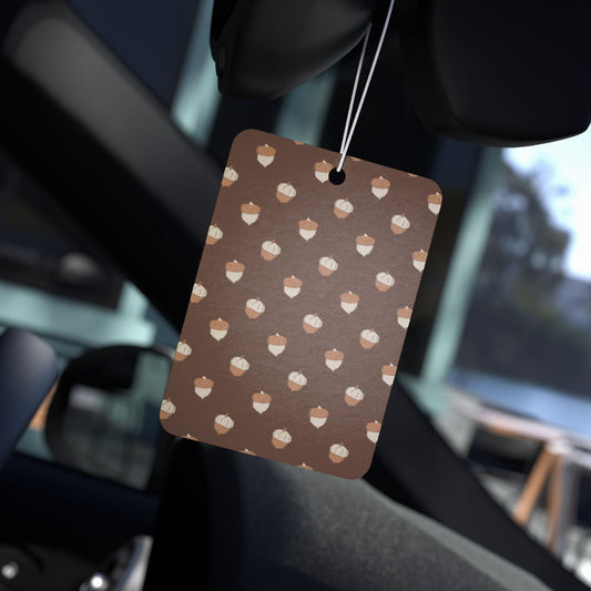 Brown Acorn Cottagecore Car Air Freshener – Woodland Aesthetic Hanging Diffuser | Pine, New Car & Black Ice Scents