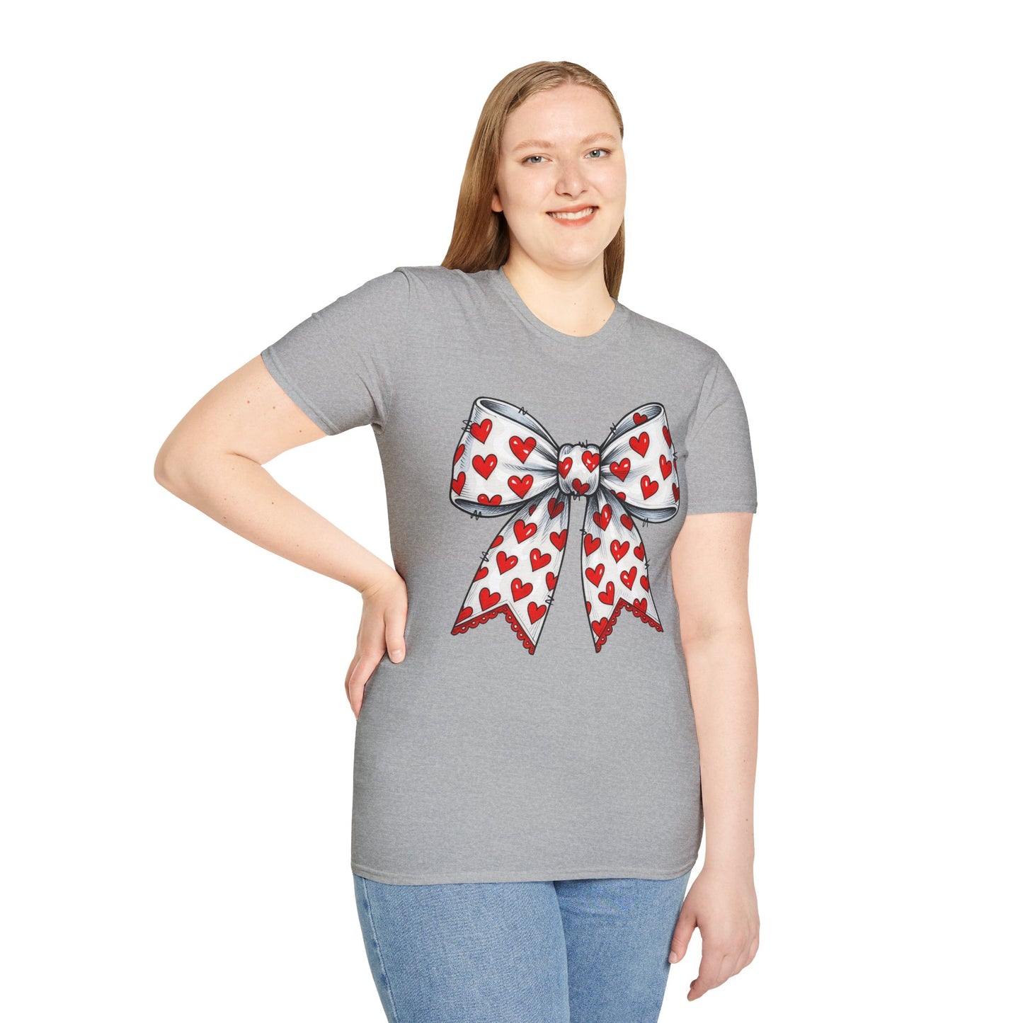 Valentine's Day Red Coquette Bow Shirt – Flirty Valentine Bow T-Shirt, Polyamory ENM Non-Monogamy Symbol Tee, Unisex Gildan 64000
