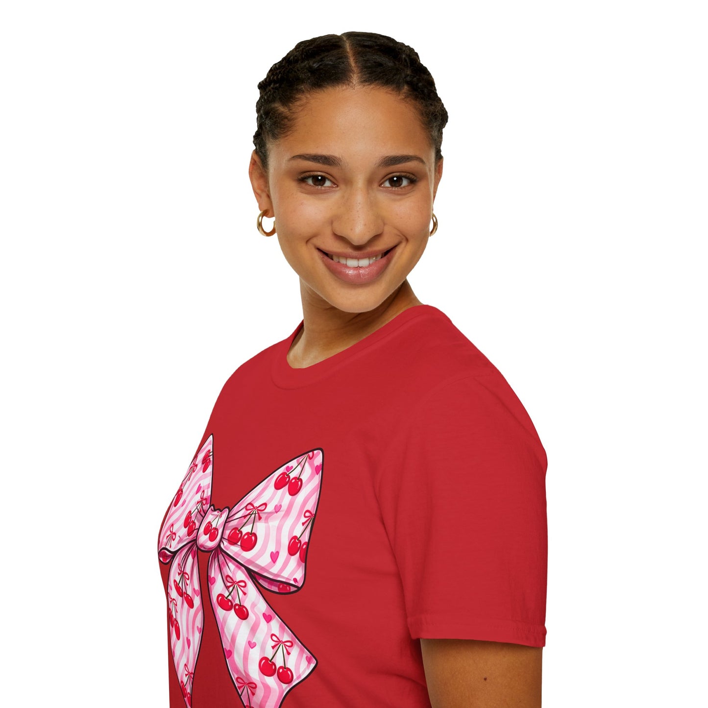 Valentine's Day Red Coquette Bow Shirt – Flirty Valentine Bow T-Shirt, Polyamory ENM Non-Monogamy Symbol Tee, Unisex Gildan 64000