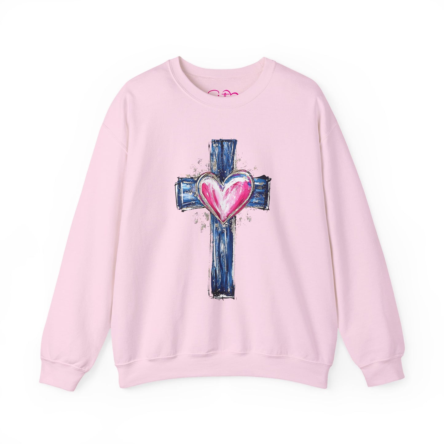 Cross with Heart Crewneck Sweatshirt | Love-Centered Faith Pullover | Inclusive Christian Apparel | Cozy Spiritual Sweatshirt