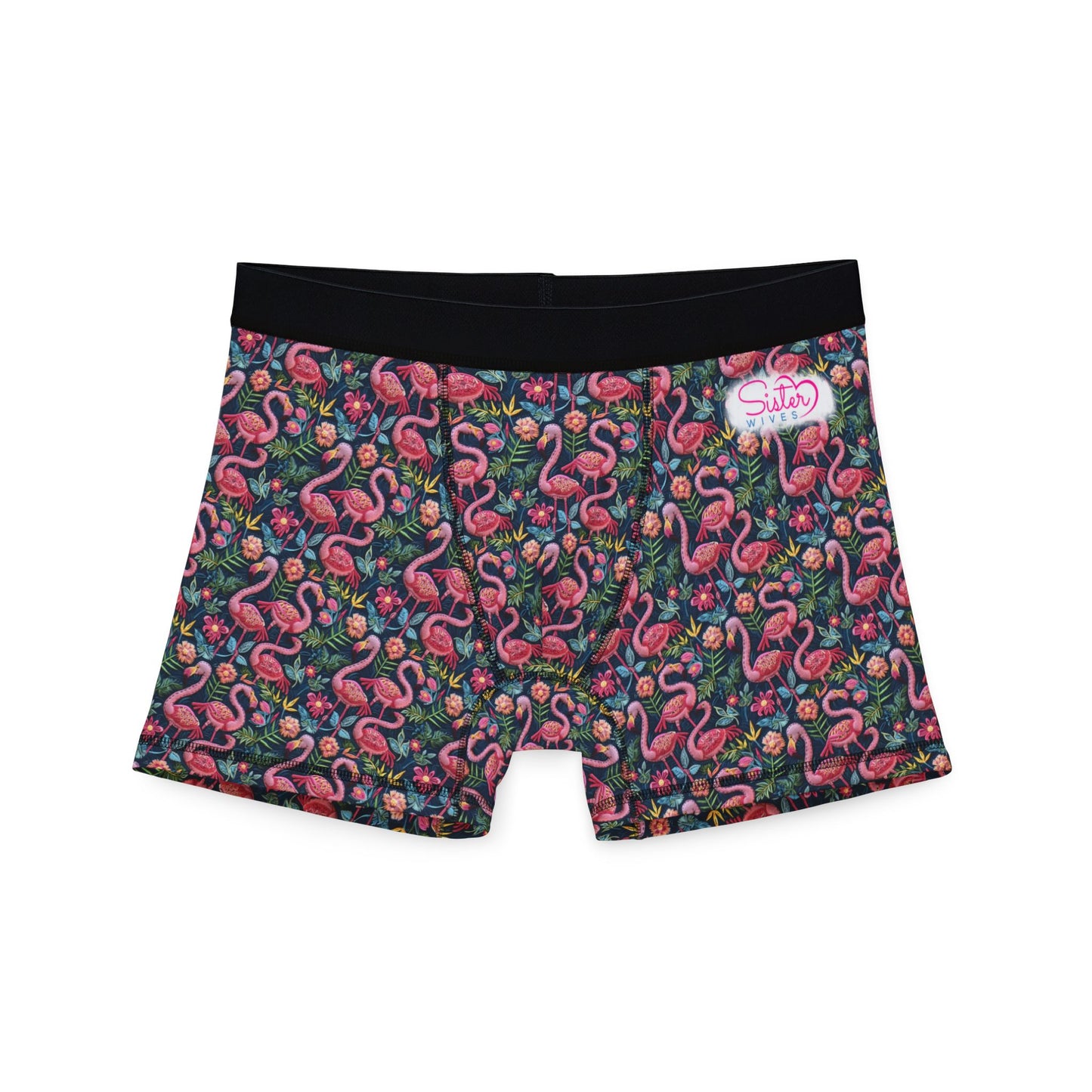 Sisterwives Tropical Flamingos Men's Boxers | Fun Swinger Underwear, Summer Loungewear, Tropical Gift, Comfortable Boxers, Vibrant Print