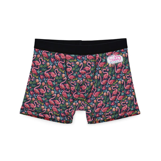 Sisterwives Tropical Flamingos Men's Boxers | Fun Swinger Underwear, Summer Loungewear, Tropical Gift, Comfortable Boxers, Vibrant Print
