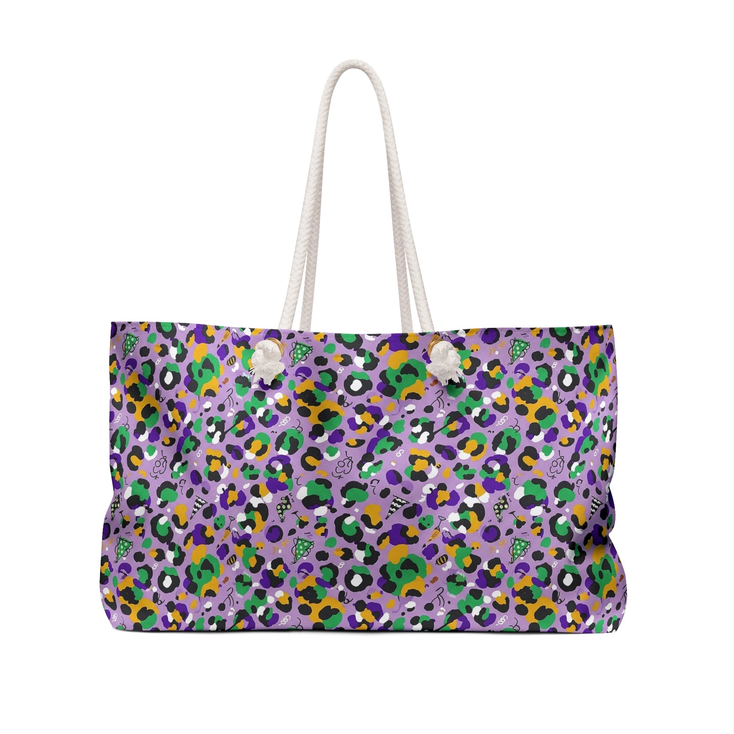 Mardi Gras Cheetah Print Weekender Bag | Polyamory ENM Friendly Travel Tote | Matching Couple & Throuple Overnight Bag | Festival & Cruise Carryall