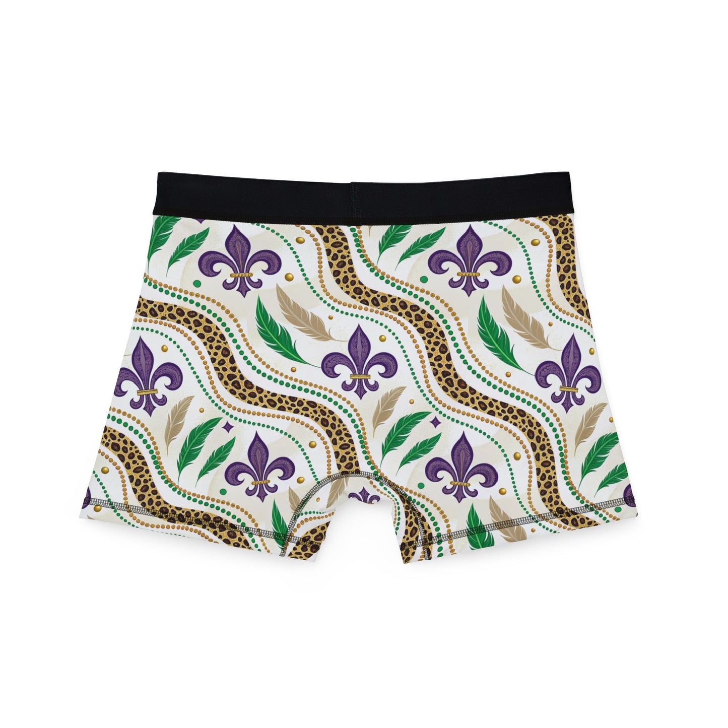 Mardi Gras Cheetah Print Men’s Boxer Briefs | Polyamory ENM Pride Underwear, Matching Couples Underwear