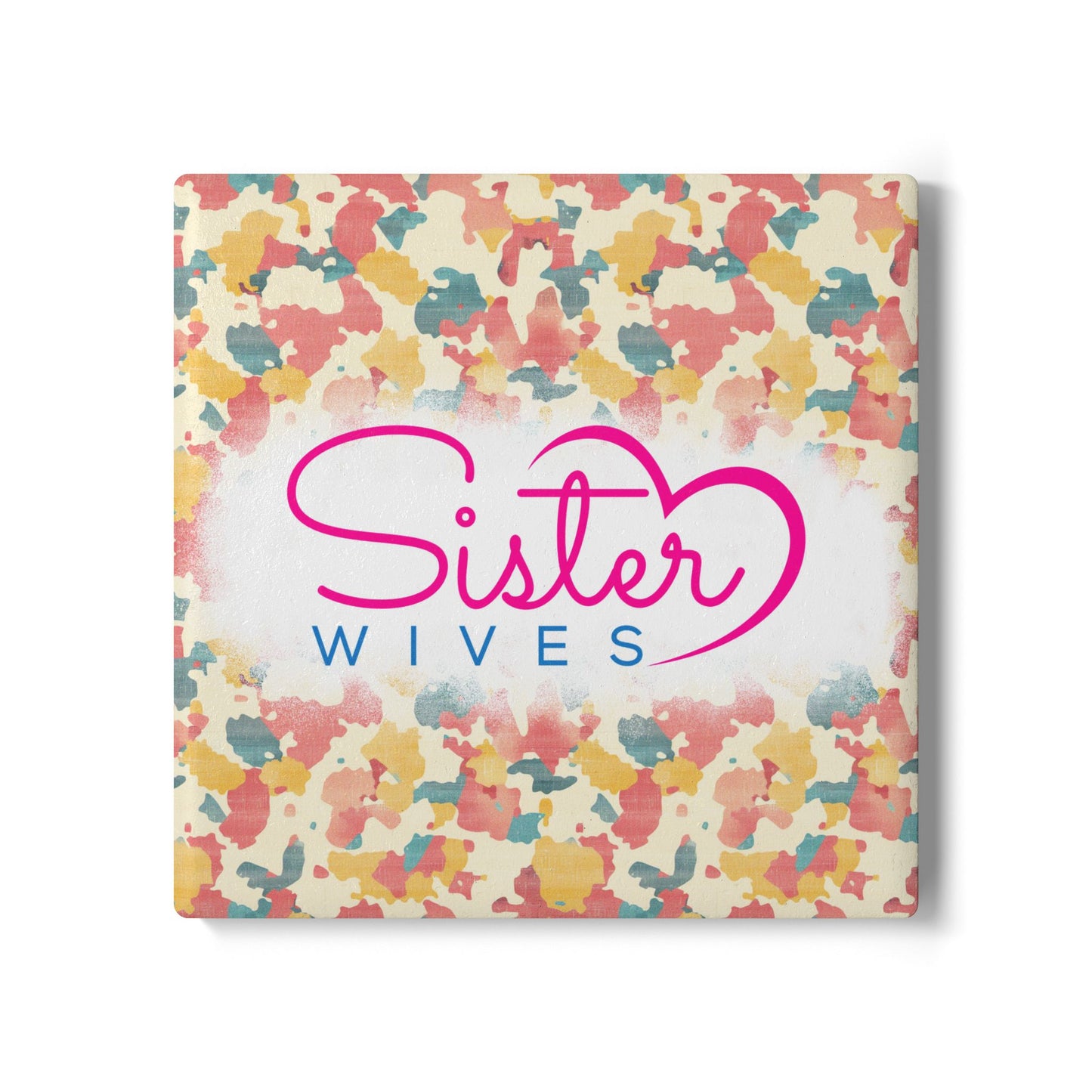 Sister Wives Retro Camo Ceramic Coaster, Unique Gift for Friends, Home Decor, Wedding Favors, Birthday Present, Celebratory Gift