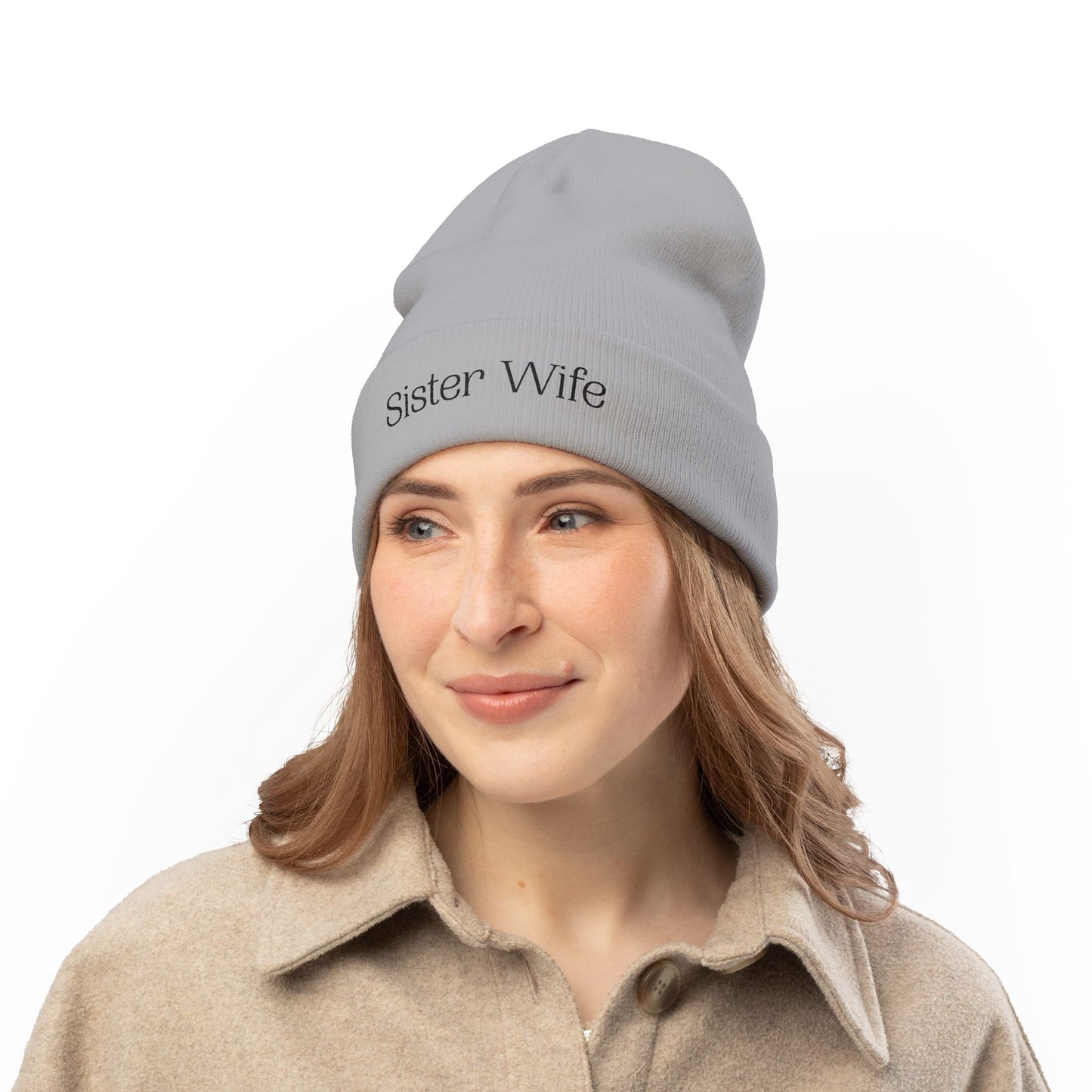 Sister Wife Beanie | Embroidered Knit Hat | Polyamory Lifestyle Apparel | Ethical Non-Monogamy Winter Hat | Cozy Minimalist Beanie