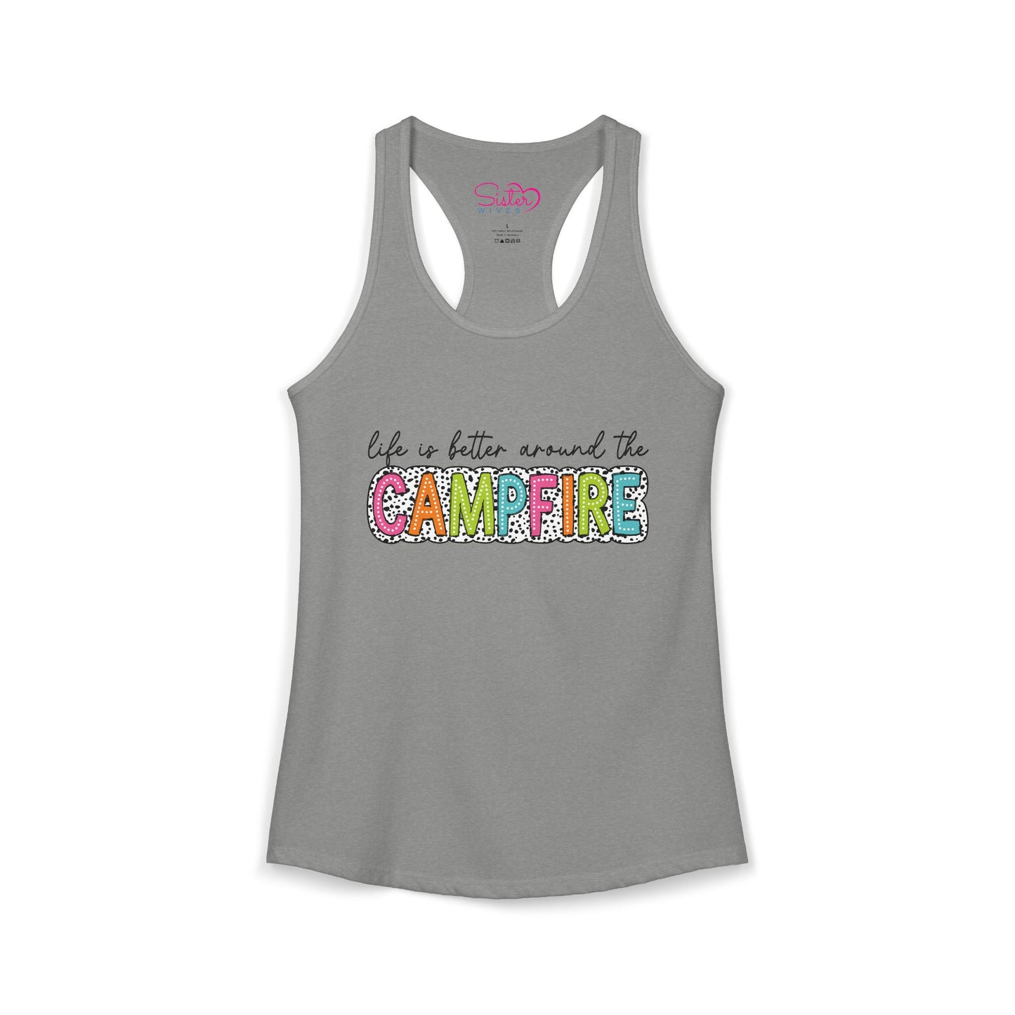Campfire Racerback Tank | Cozy Outdoorsy Summer Tank Top | Chosen Family Camping Shirt | Inclusive Lifestyle Apparel
