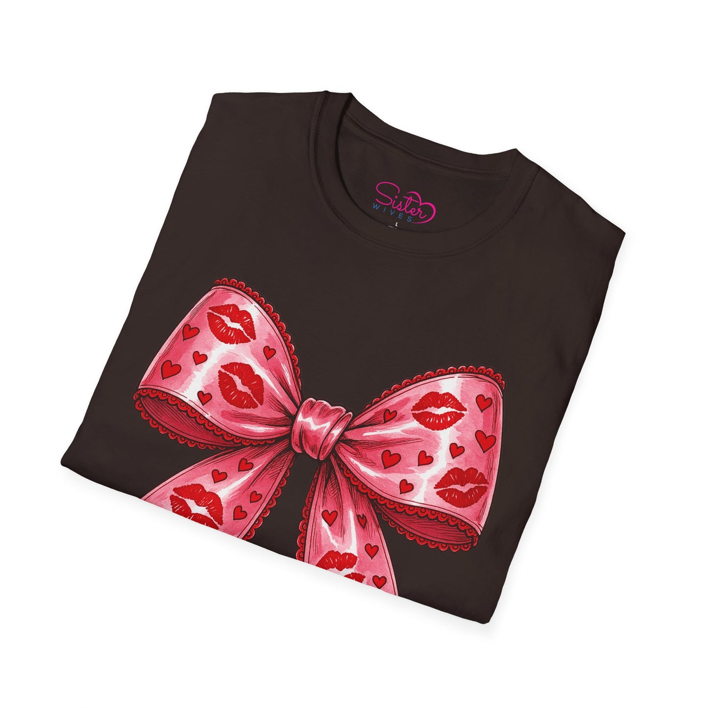 Red Coquette Bow Shirt – Flirty Valentine Bow T-Shirt, Polyamory ENM Non-Monogamy Symbol Tee, Unisex Gildan 64000