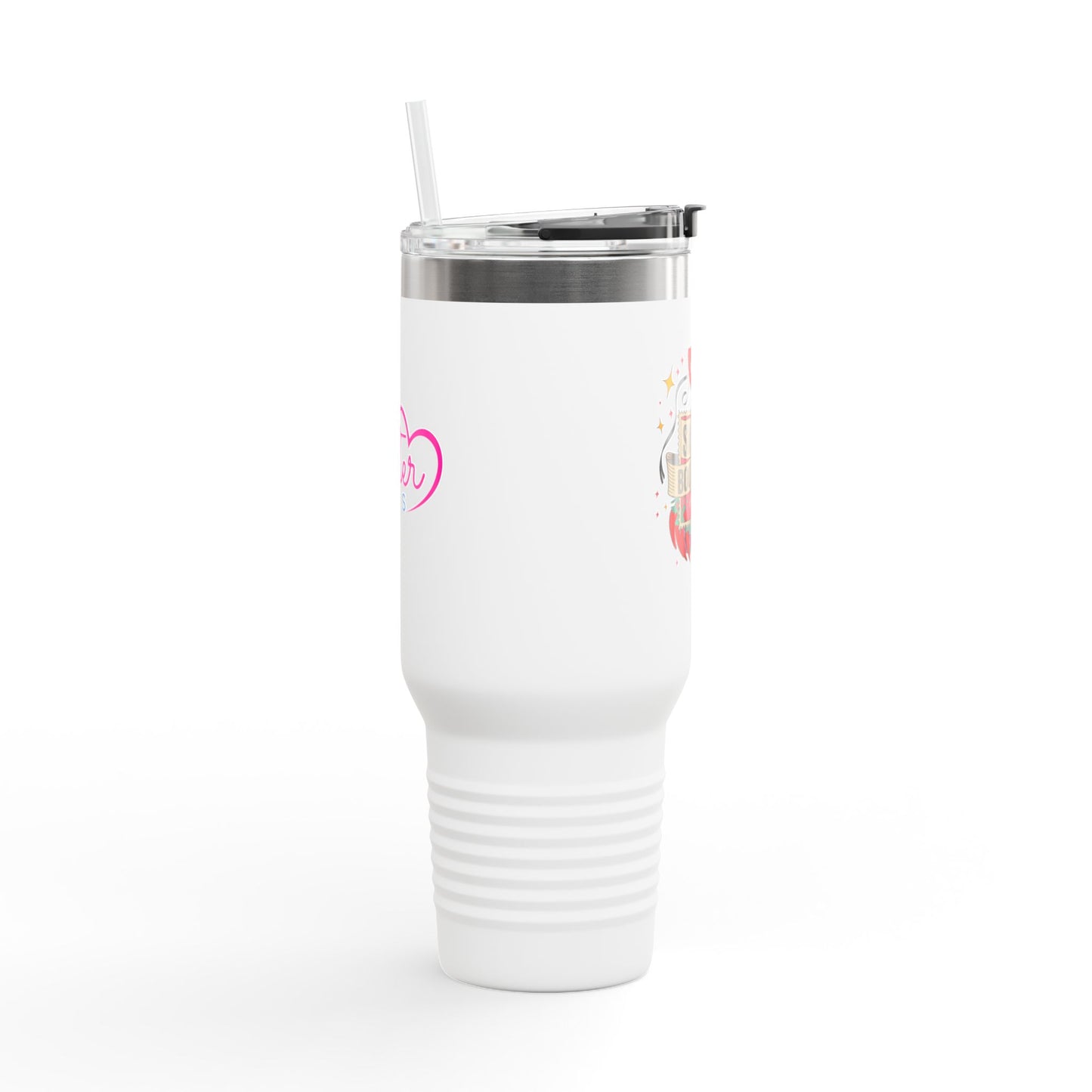 Smutty Book Club 40oz Insulated Travel Mug – Admit One Romance Reader Tumbler with Straw | Funny Spicy Booktok Cup