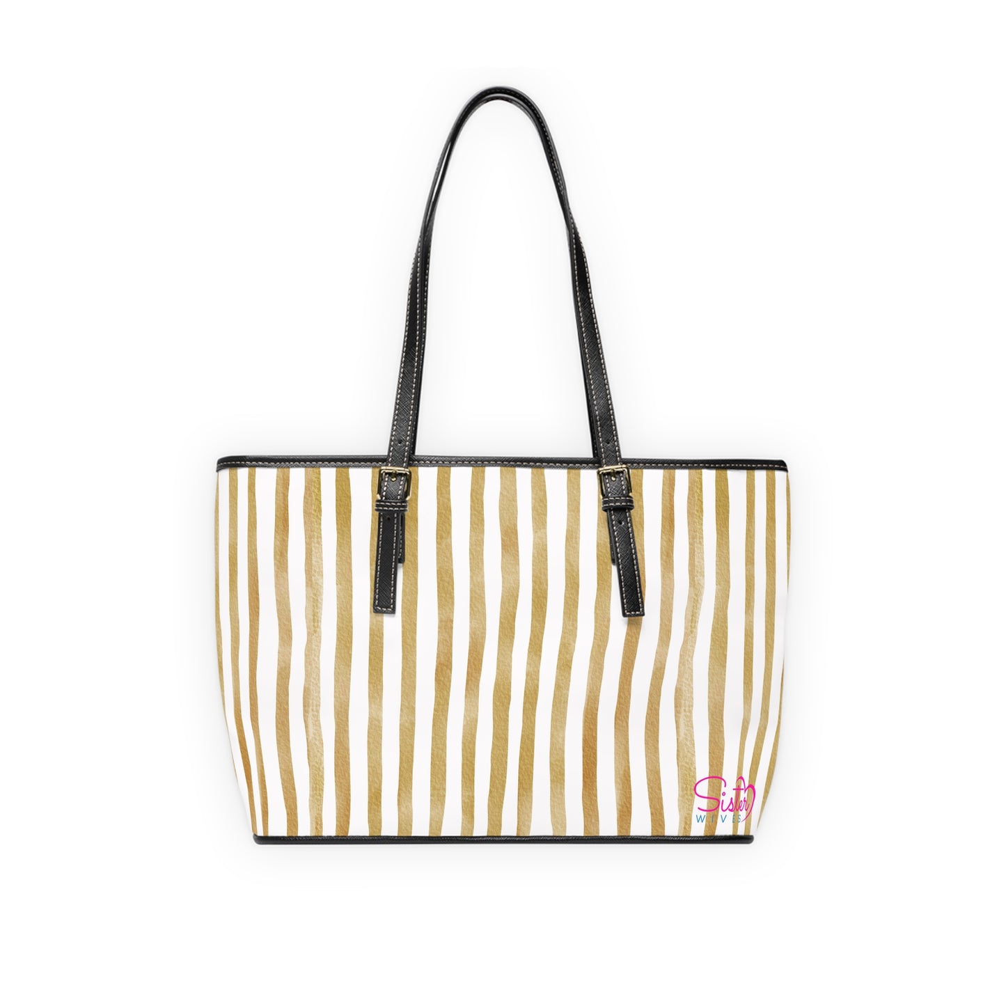 XL Stripe Shoulder Purse – Polyamory Sisterwives ENM Friendly Tote | Swinger Lifestyle Handbag | Soft Blush Minimalist Weekend Bag