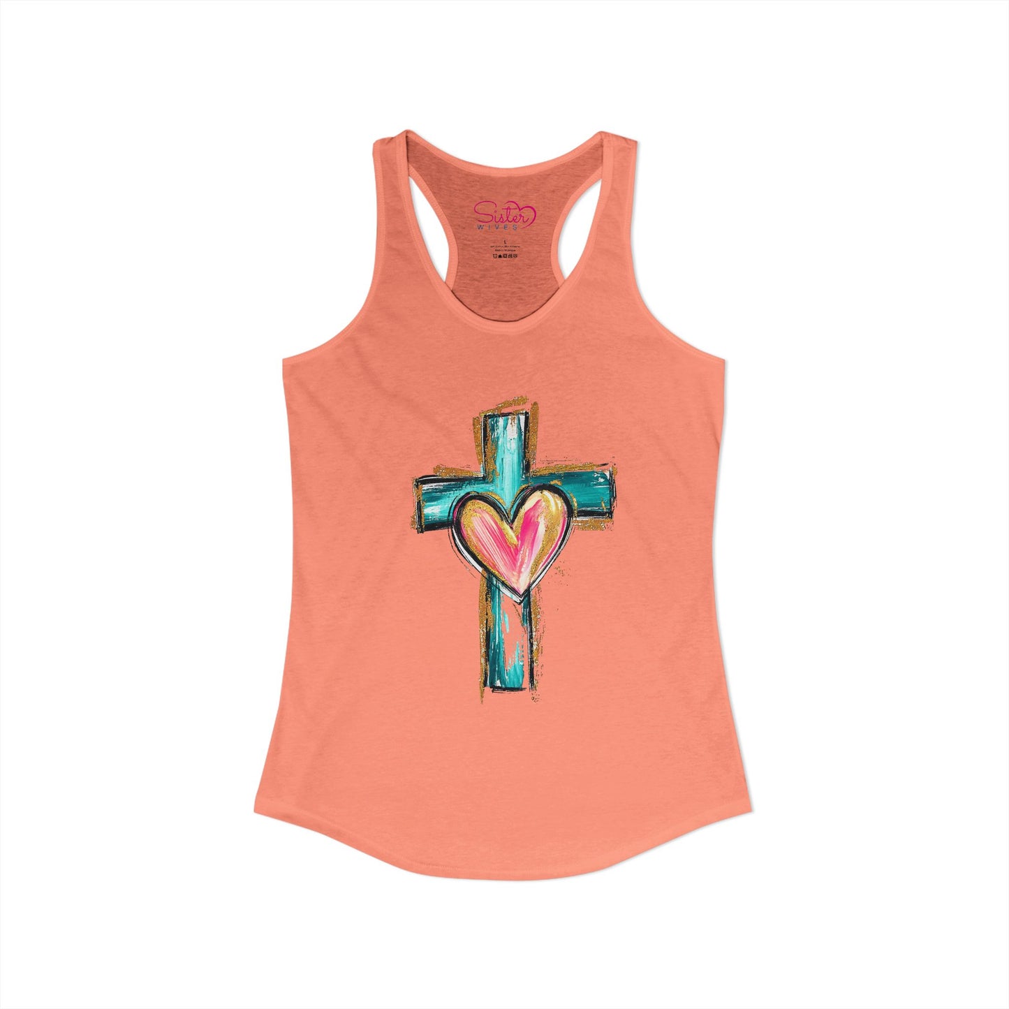 Cross with Heart Racerback Tank | Inclusive Faith Tank Top | Chosen Family Christian Apparel | Love-Centered Spiritual Summer Shirt
