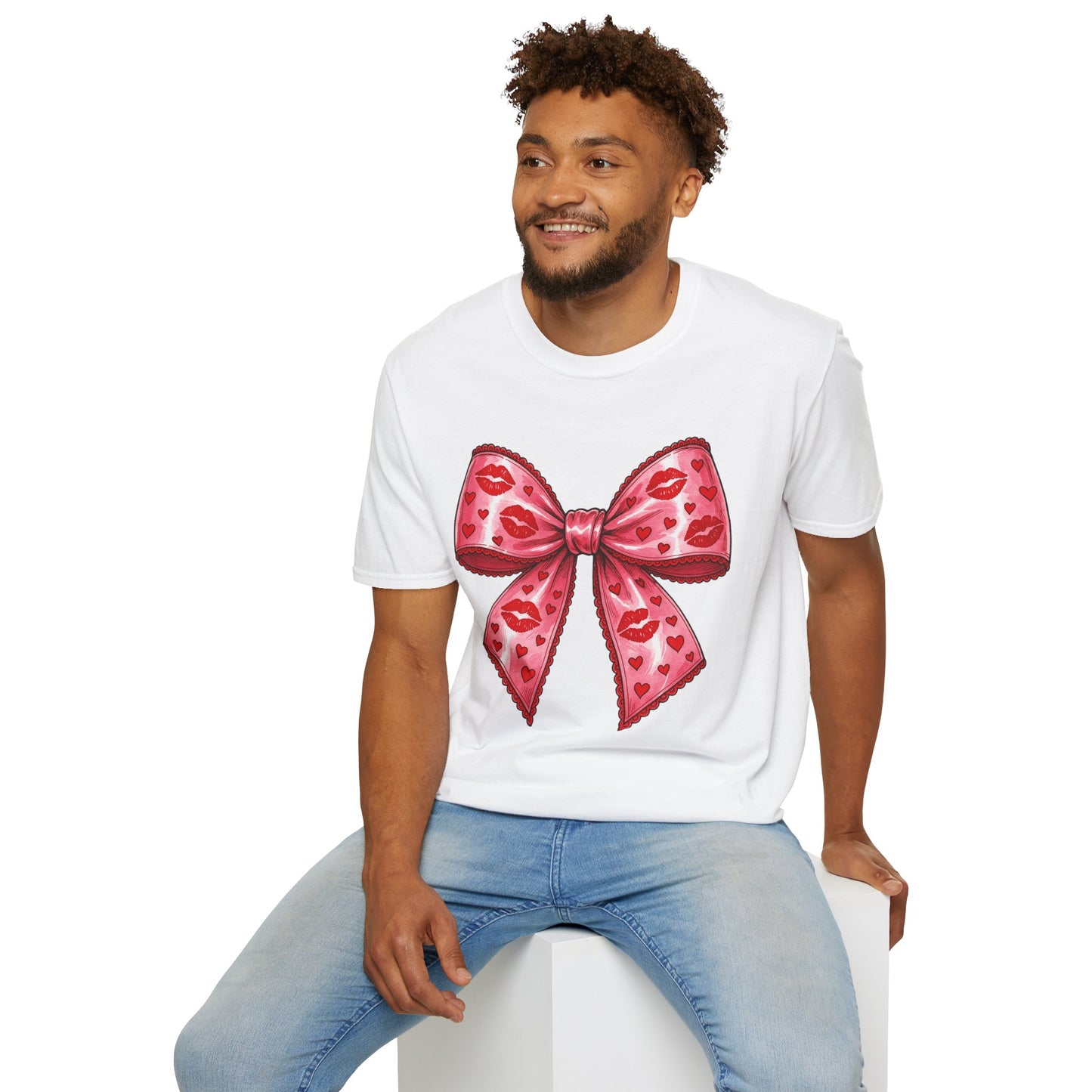 Red Coquette Bow Shirt – Flirty Valentine Bow T-Shirt, Polyamory ENM Non-Monogamy Symbol Tee, Unisex Gildan 64000