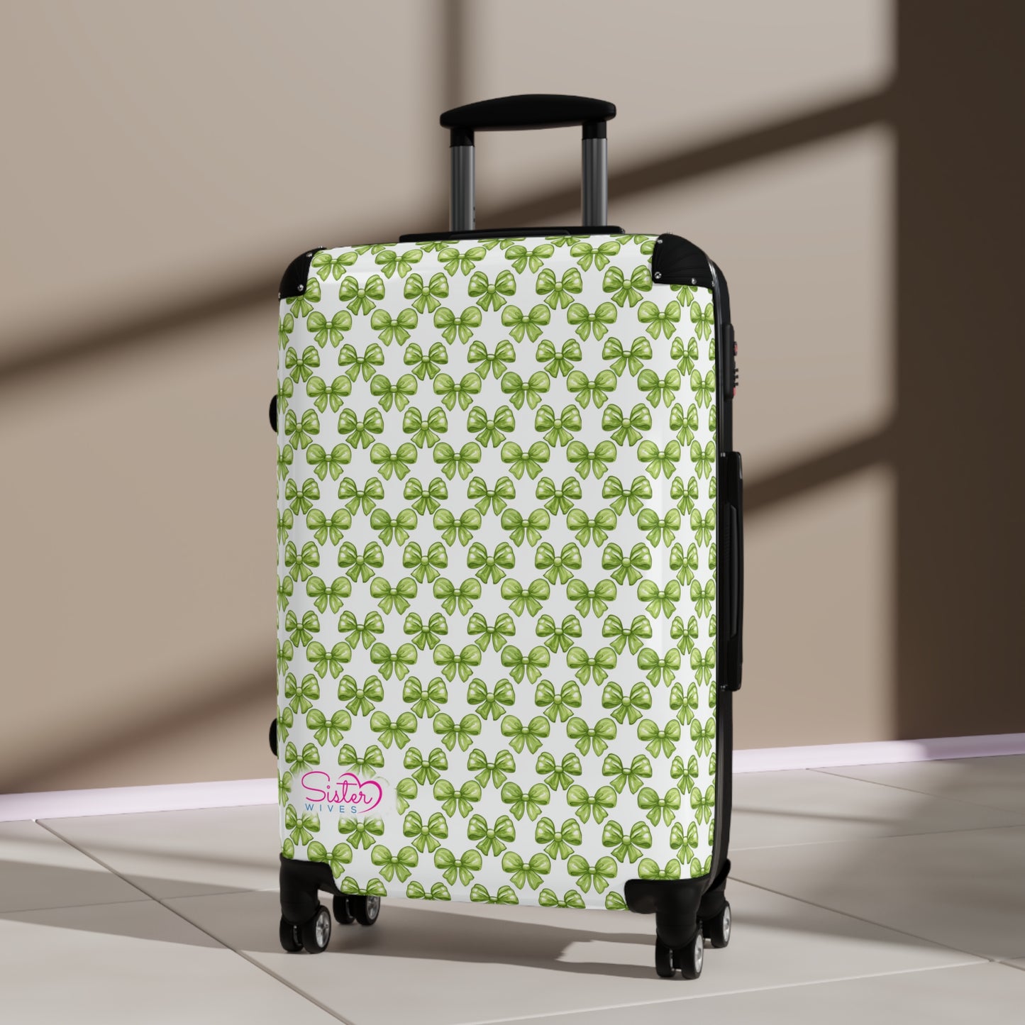 Coquette Green Bows Sisterwives Suitcase - Luggage, Travel Gear, Vacation Essential, Summer Adventure Bag, Stylish Travel Accessory