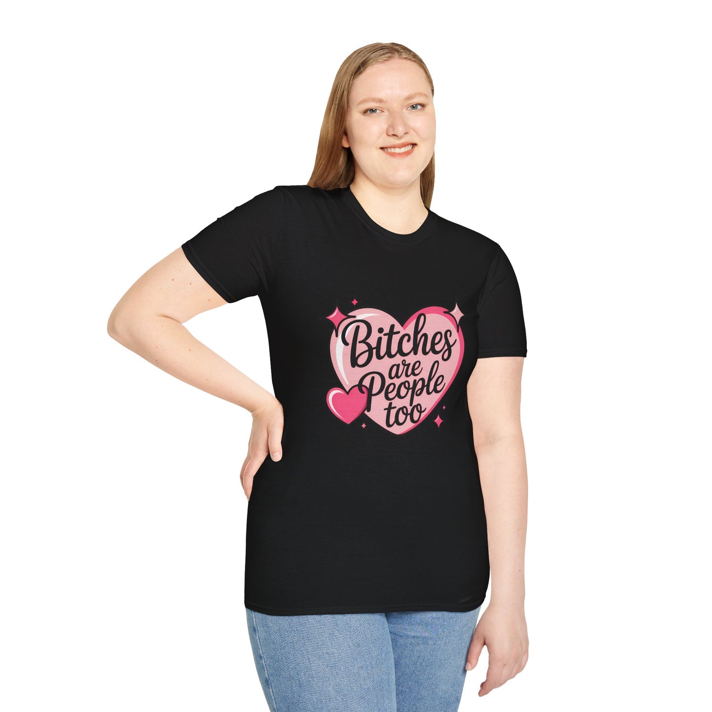 Bitches Are People Too Shirt – Feminist Valentine T-Shirt, Sex Positive Polyamory ENM Non-Monogamy Tee, Unisex Gildan 64000
