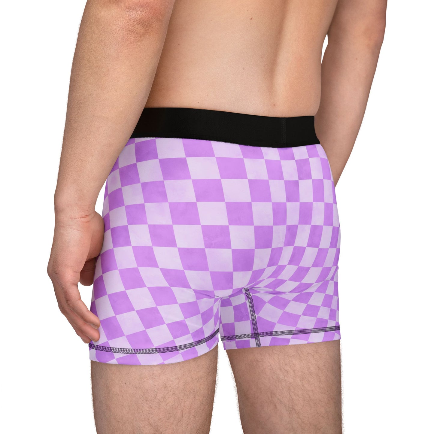 Purple Checker Men’s Boxer Briefs | Aesthetic Stretch Underwear | ENM & Polyamory Friendly Loungewear