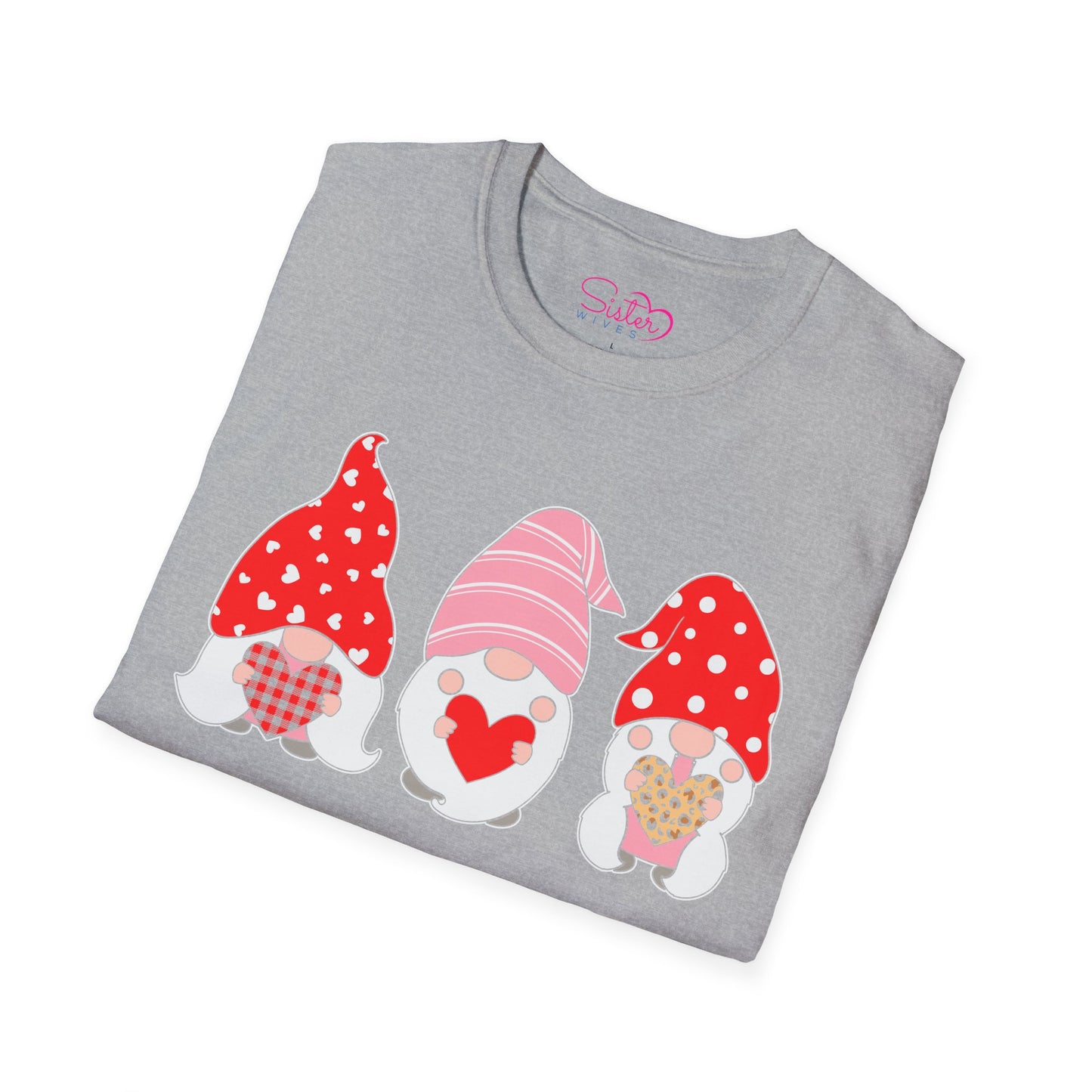Throuple Gnome Love T-Shirt, Polyamory & ENM Graphic Tee, Cute Valentine Gnomes, Swinger & Chosen Family Shirt
