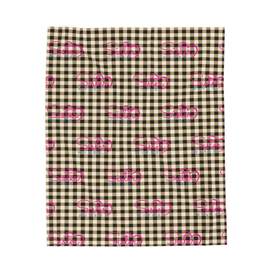 Sister Wives Black & White Checkered Velveteen Plush Blanket