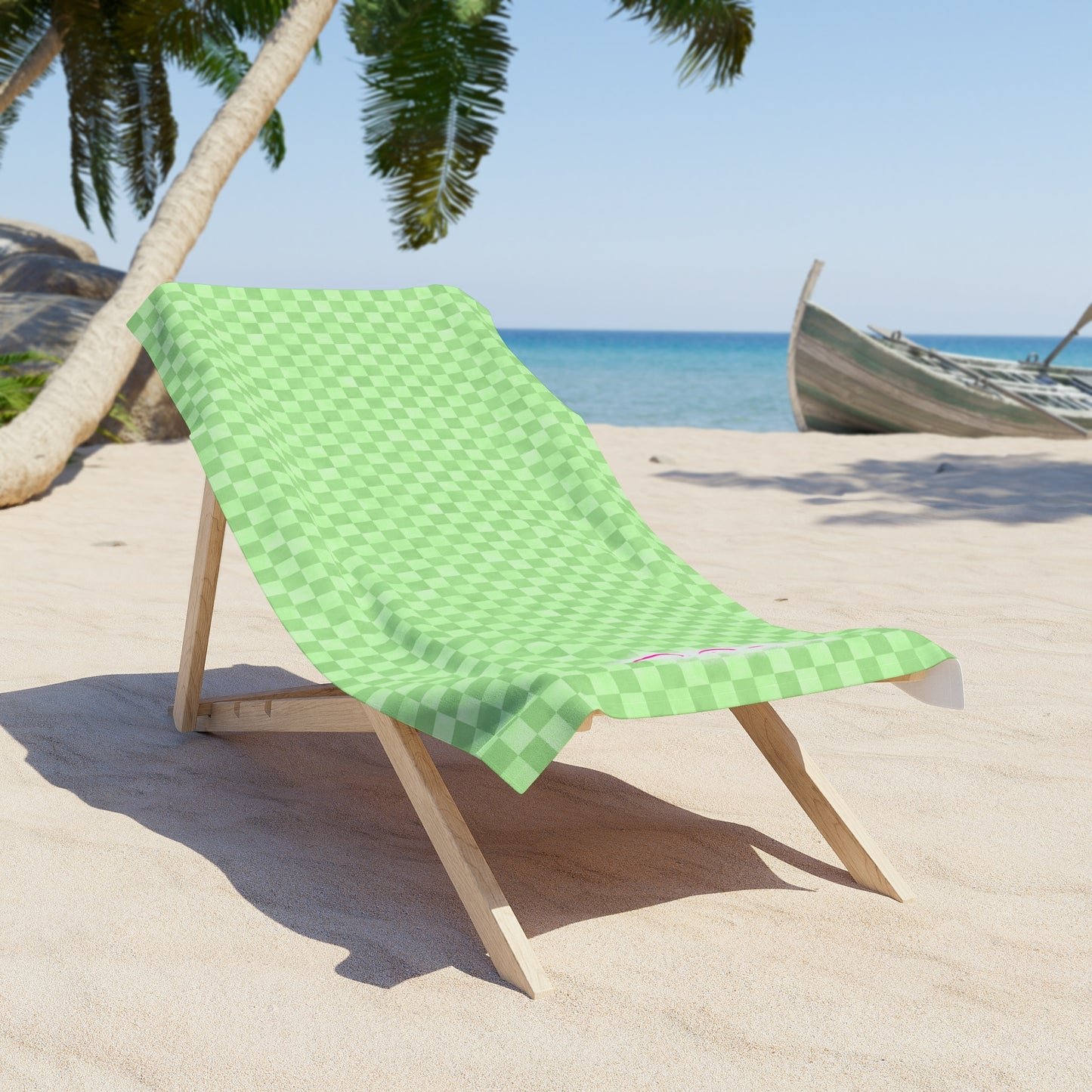 Green Checkerboard Beach Towel | Polyamory & ENM Friendly | Lifestyle Cruise, Resort & Pride Towel | Sisterwives Beach & Pool Towel