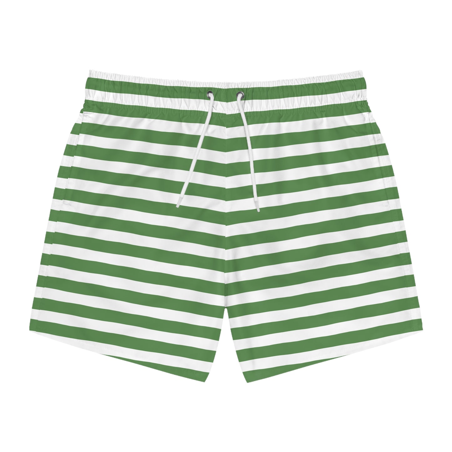 Green Striped Swim Trunks for Men – Preppy Fast-Dry Board Shorts with Drawstring | XS–3XL Summer Swimwear