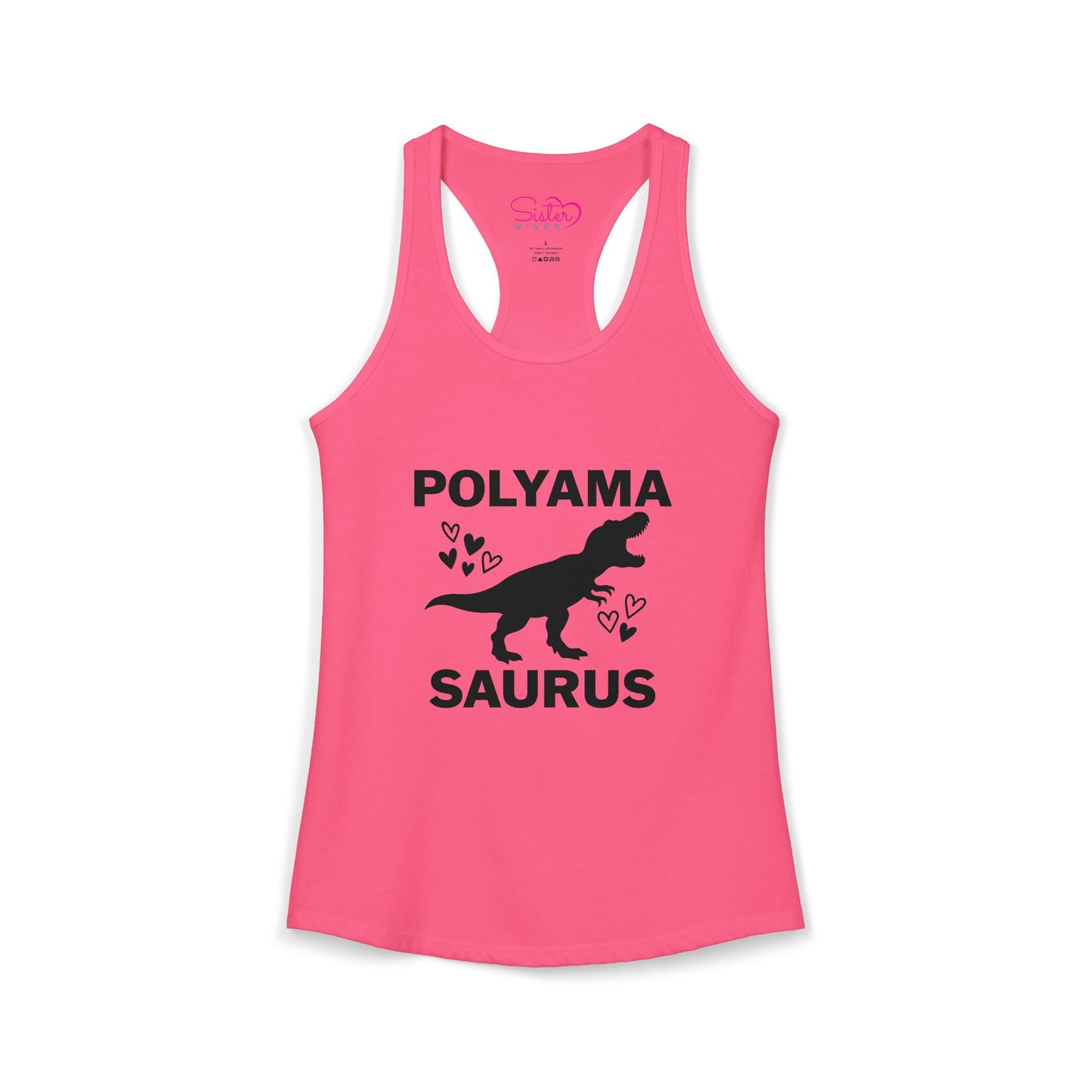 Polyamasaurus Racerback Tank | Polyamory & ENM Dinosaur Tank Top | Chosen Family Funny Summer Shirt | Inclusive Relationship Apparel