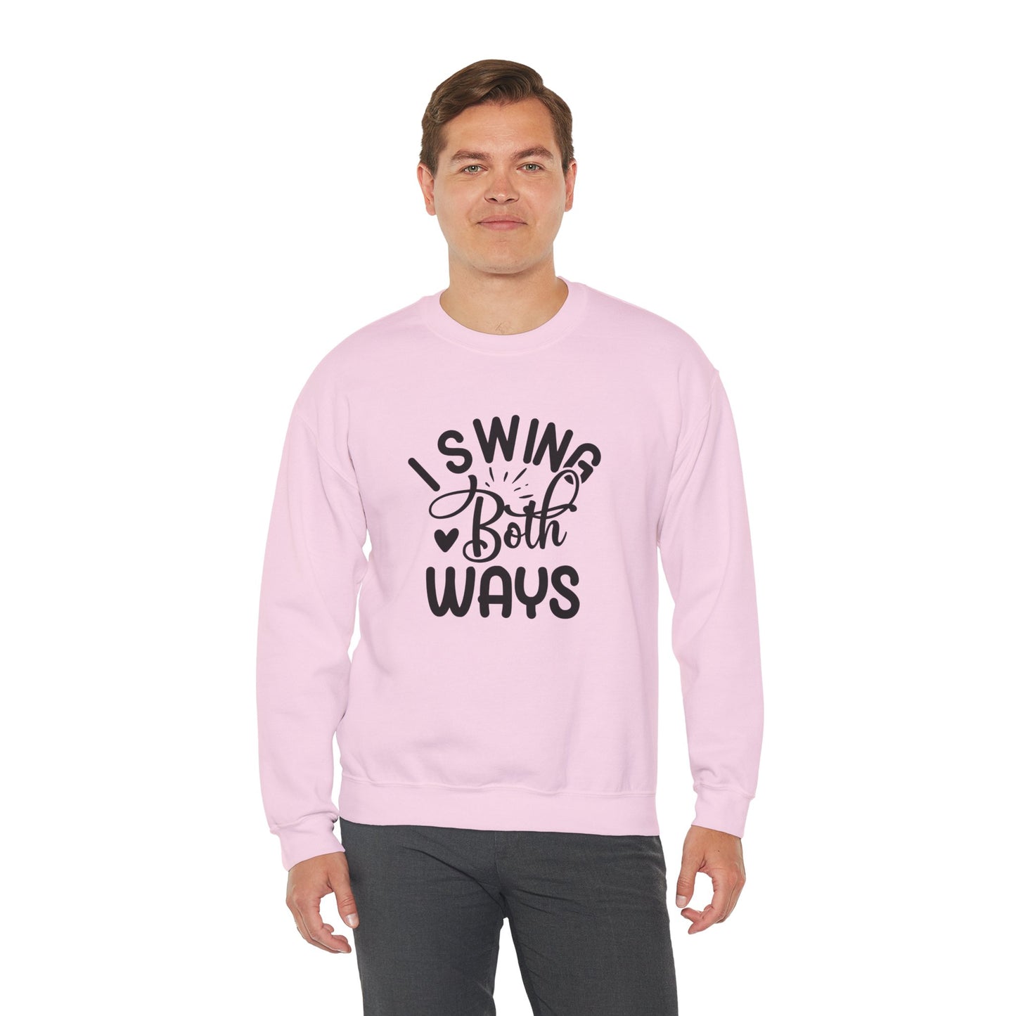 I Swing Both Ways Crewneck Sweatshirt | Bisexual & Swinger Humor Pullover | ENM Friendly Cozy Sweatshirt | Inclusive Relationship Apparel