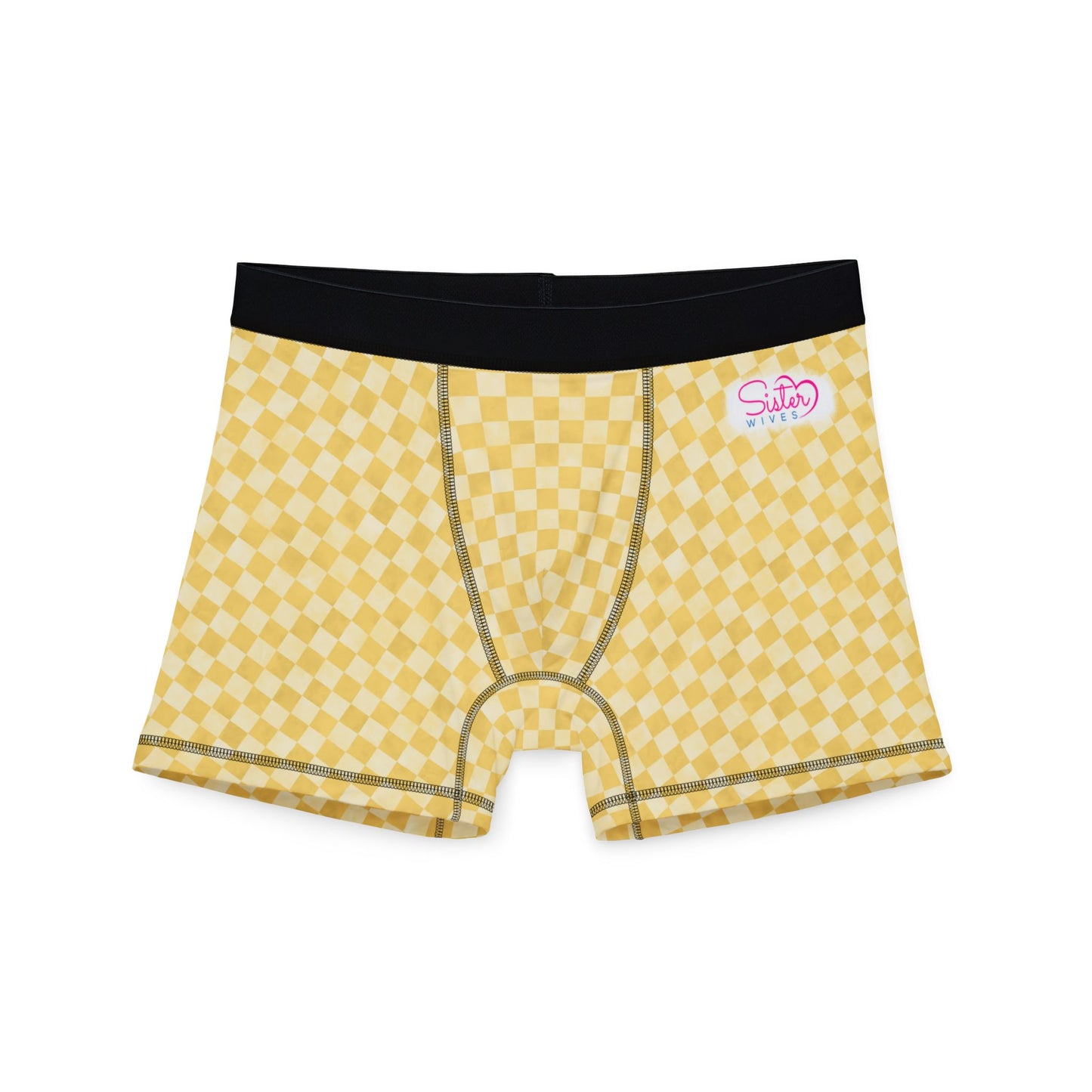 Yellow Checker Men’s Boxer Briefs | Aesthetic Stretch Underwear | Soft Statement Loungewear