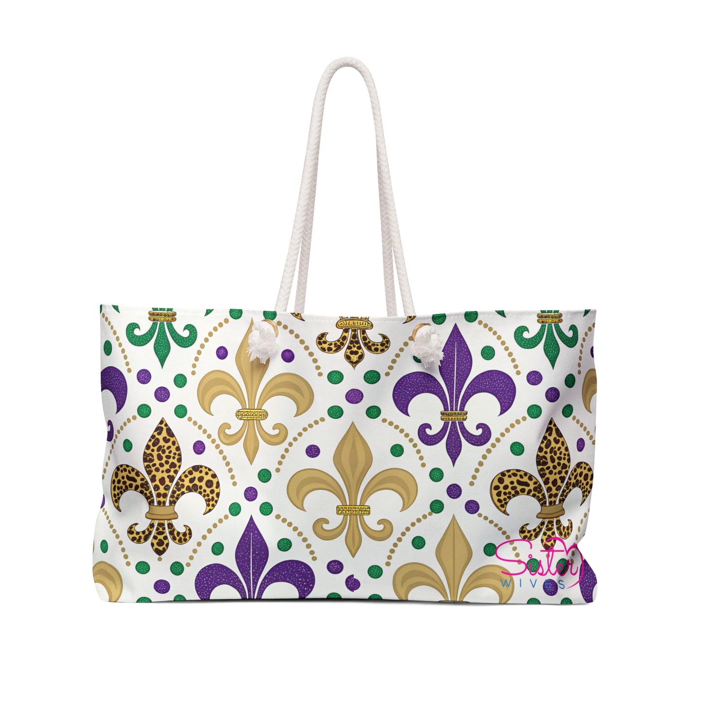 Mardi Gras Cheetah Print Weekender Bag | Polyamory ENM Friendly Travel Tote | Matching Couple & Throuple Overnight Bag | Festival & Cruise Carryall