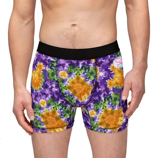 Mardi Gras Tie-Dye Men’s Boxer Briefs | Polyamory ENM Pride Underwear | Ethical Non-Monogamy Lifestyle Boxers | Colorful Festival-Inspired Men’s Underwear
