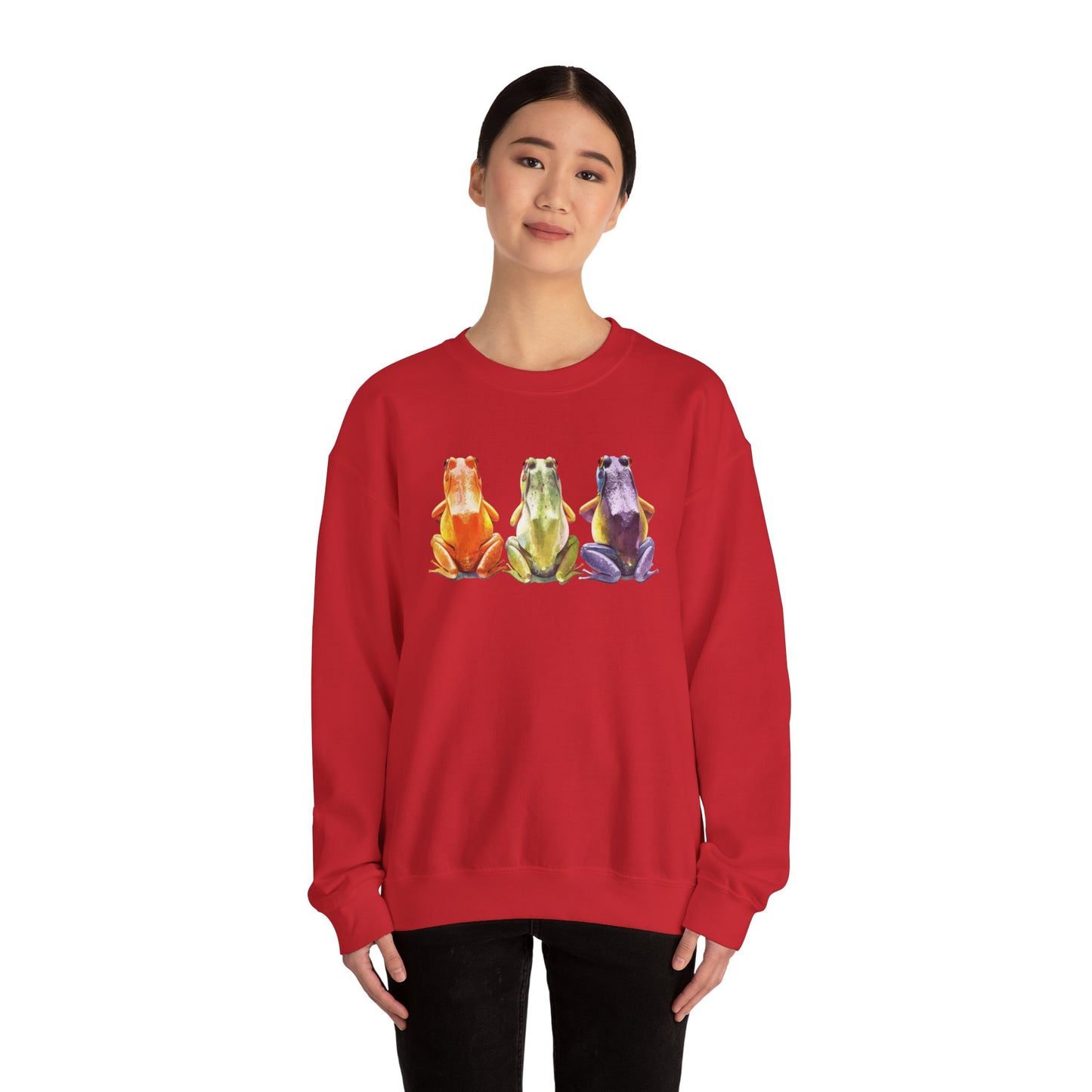 Three Frogs Crewneck Sweatshirt | Chosen Family Symbol Pullover | Polyamory & ENM Cozy Apparel | Whimsical Nature Graphic Sweatshirt