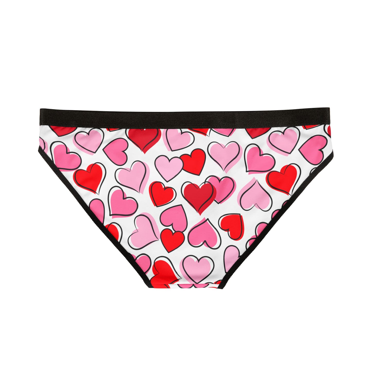 White Women’s Valentine’s Heart Print Underwear – Polyamory & Swinger Friendly Panties, ENM Pride Lingerie, Matching Couples & Sets Available