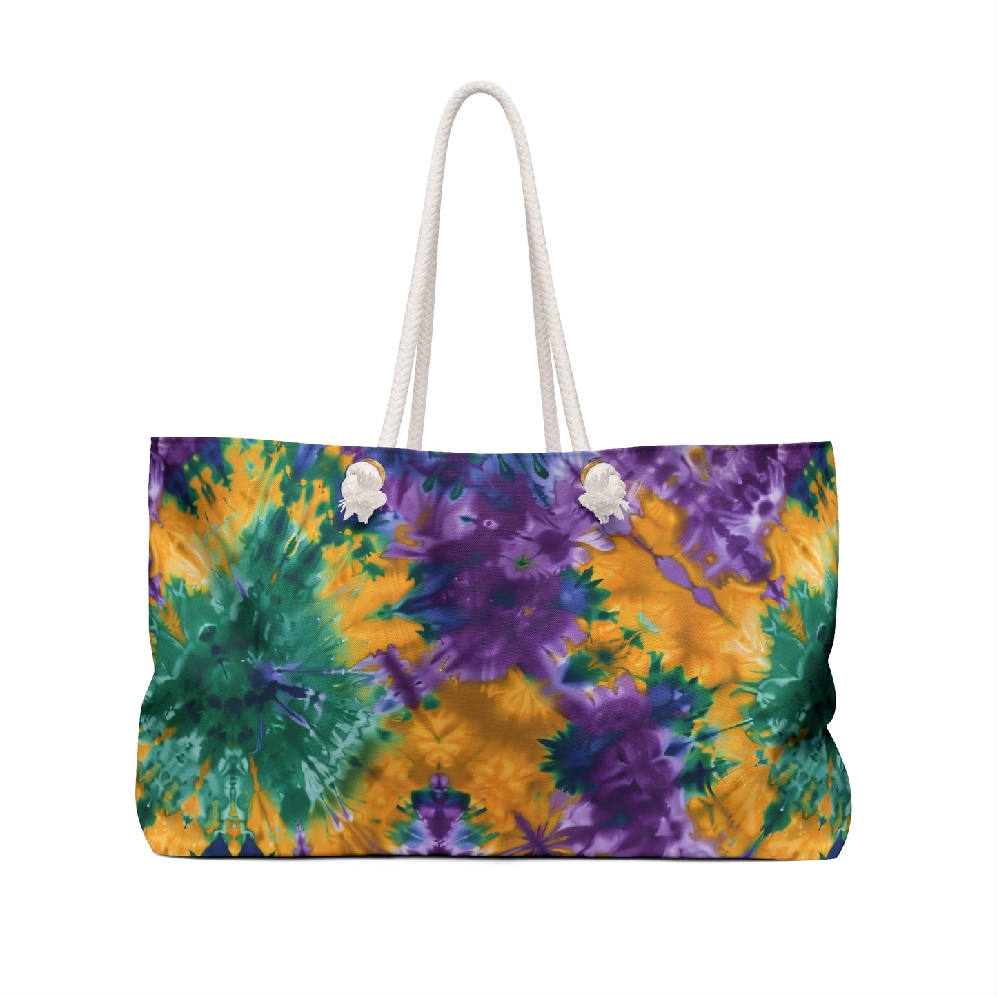Mardi Gras Tie-Dye Weekender Bag | Polyamory ENM Friendly Travel Tote | Matching Couple & Throuple Overnight Bag | Festival & Cruise Carryall