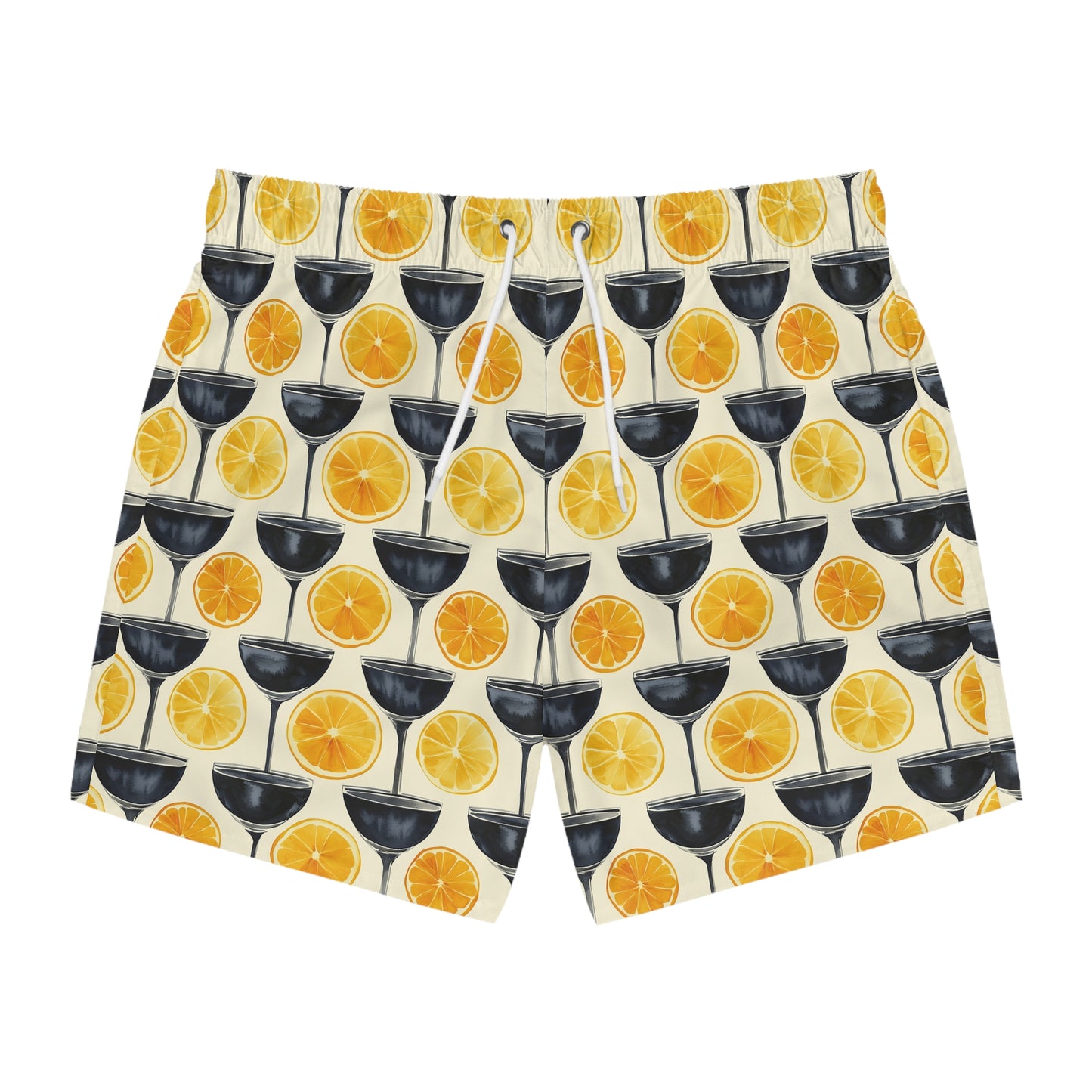 Men’s Cocktail Swim Trunks – Citrus Martini Resort Boardshorts | Polyamory ENM Lifestyle Poolwear | Fast-Dry Summer Swim Shorts