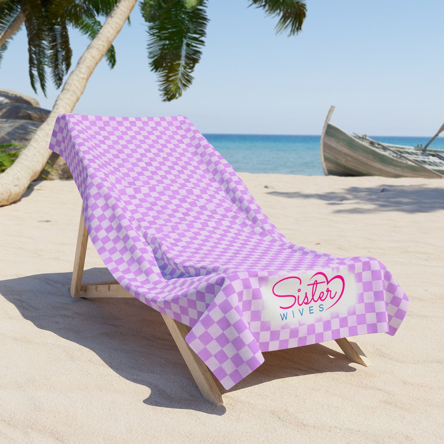 Purple Checkerboard Beach Towel | Polyamory & ENM Friendly | Lifestyle Cruise, Resort & Pride Towel | Sisterwives Beach & Pool Towel